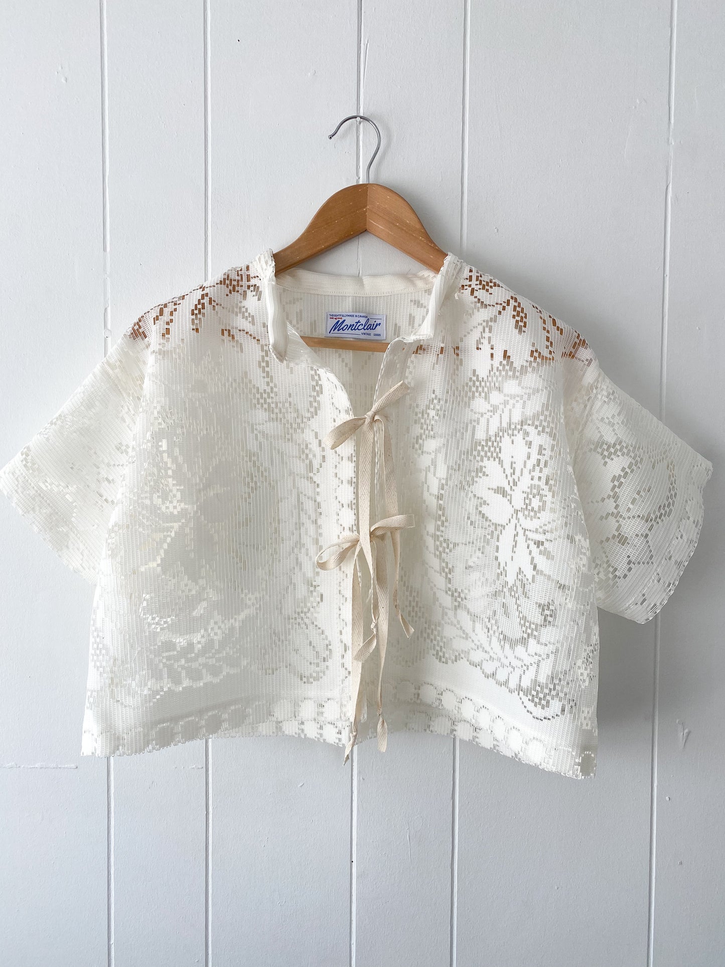Upcycled Tie Front Lace Blouse