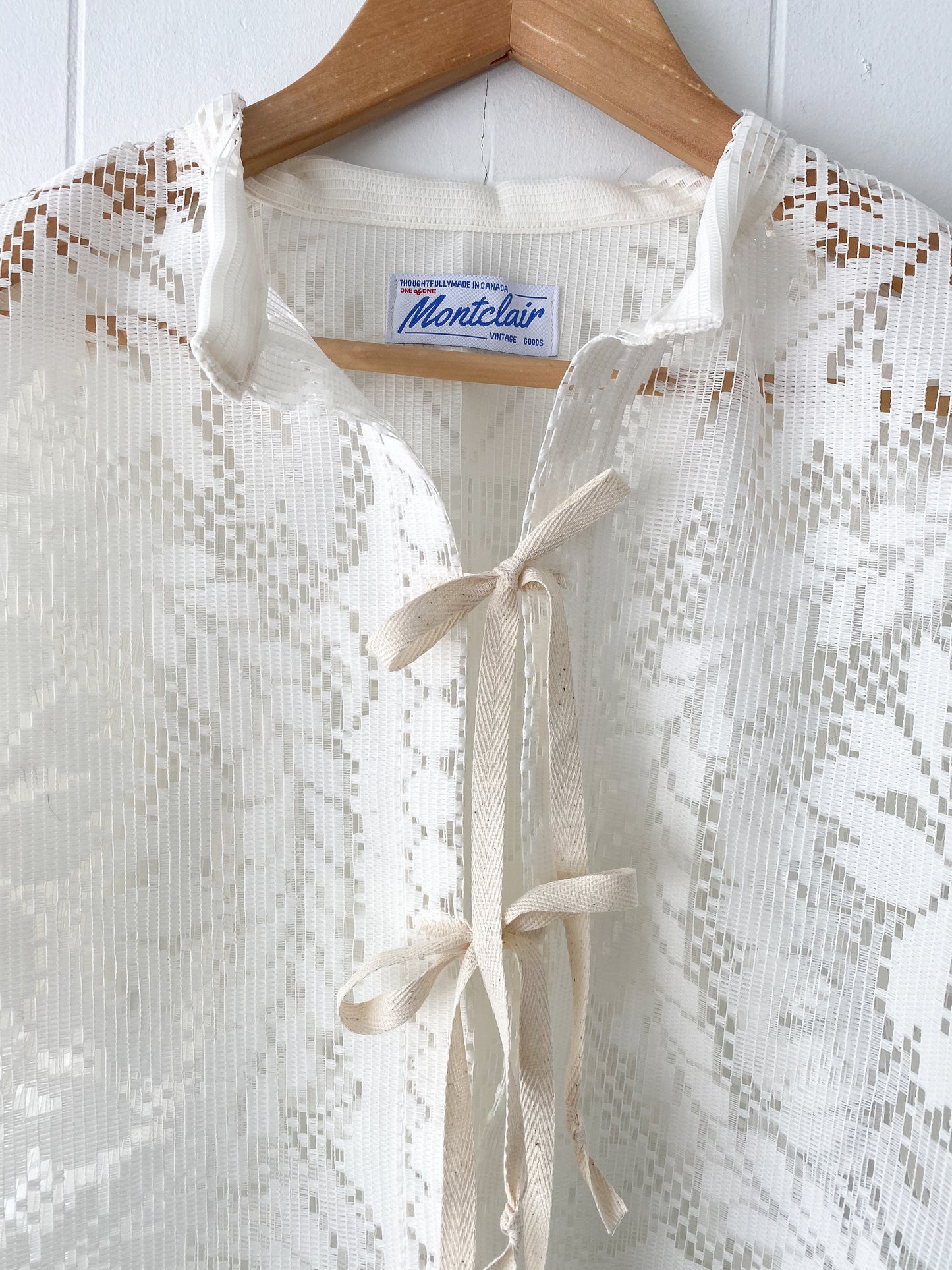 Upcycled Tie Front Lace Blouse