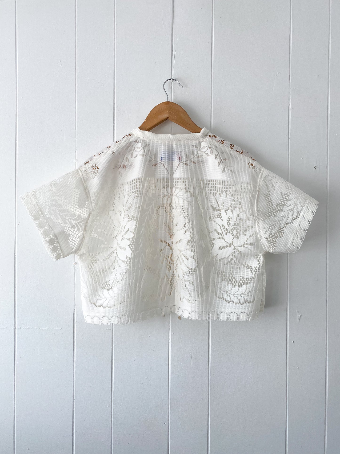 Upcycled Tie Front Lace Blouse