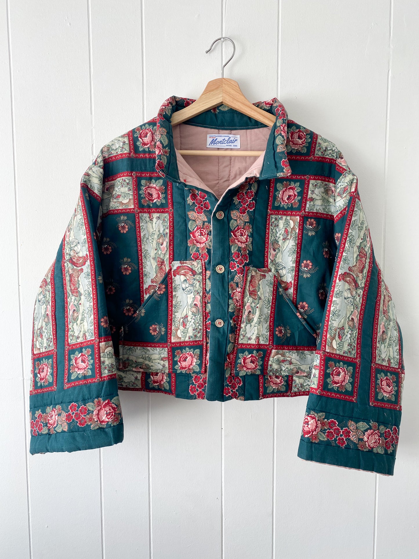 (S/M) Upcycled Vintage Quilt Jacket