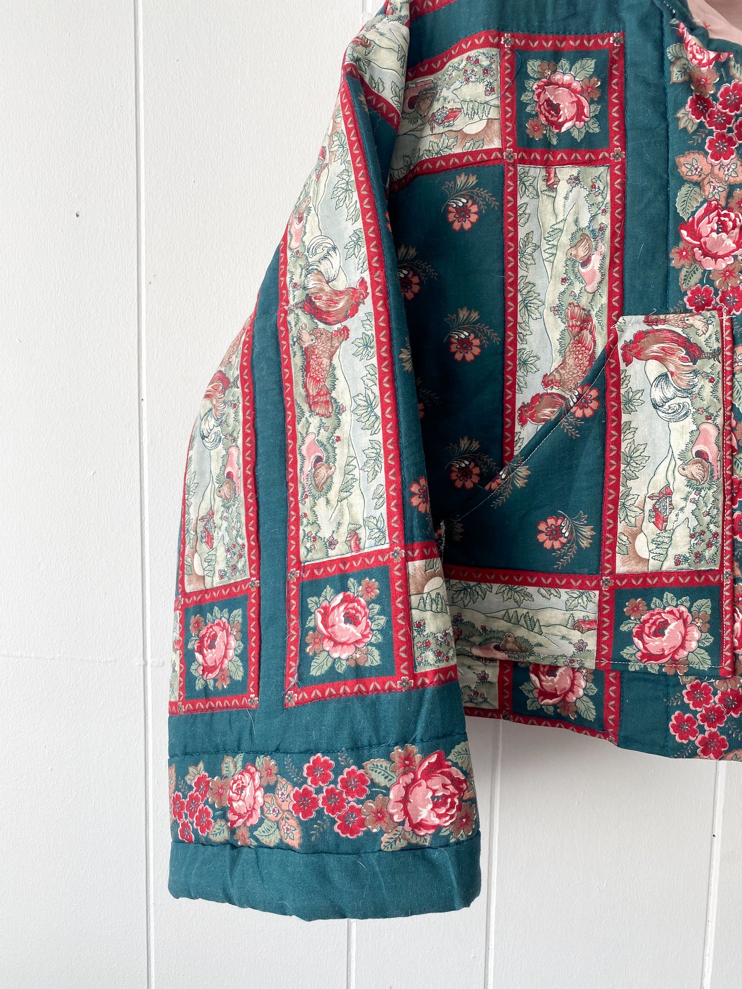 (S/M) Upcycled Vintage Quilt Jacket