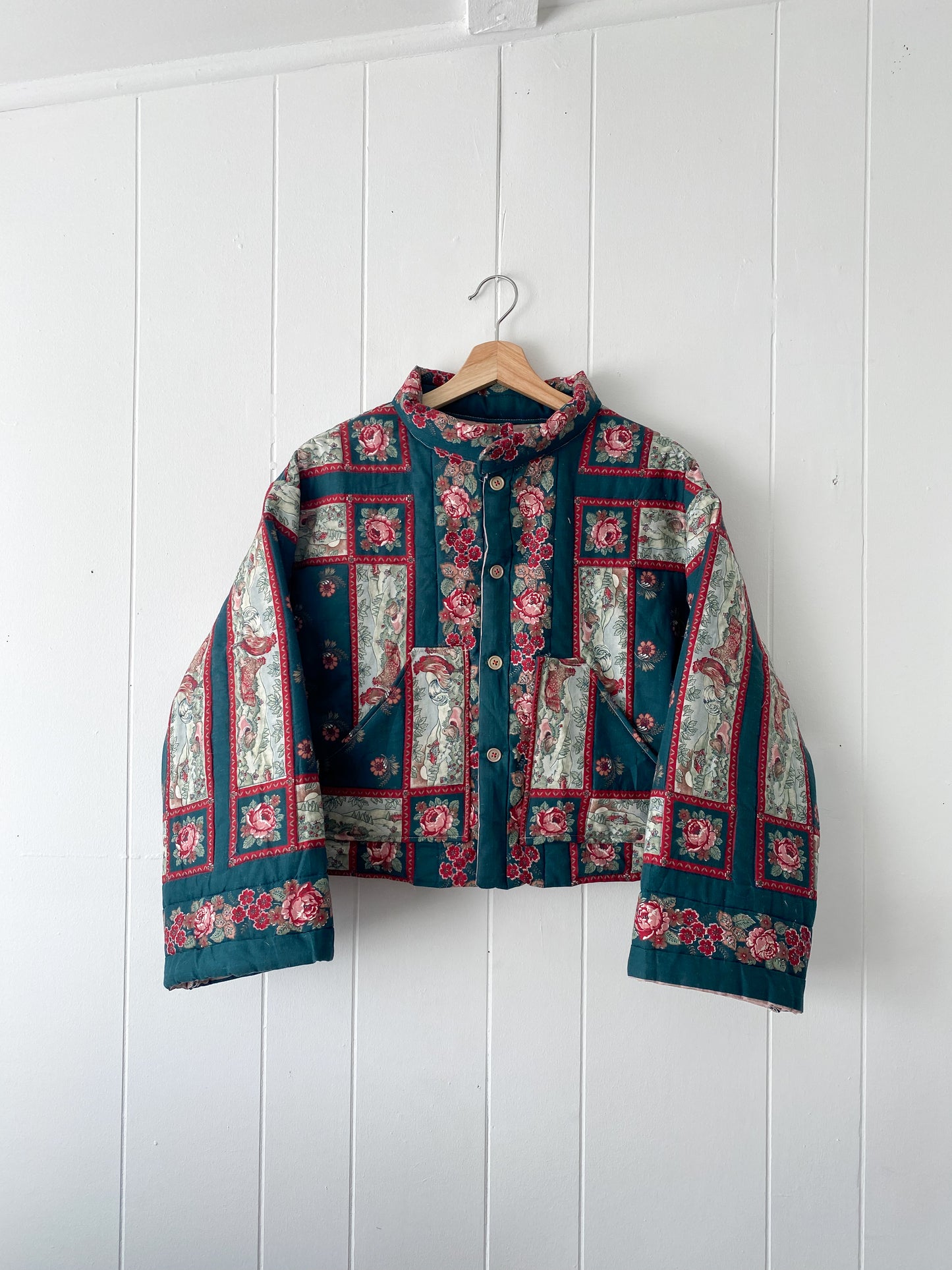 (S/M) Upcycled Vintage Quilt Jacket