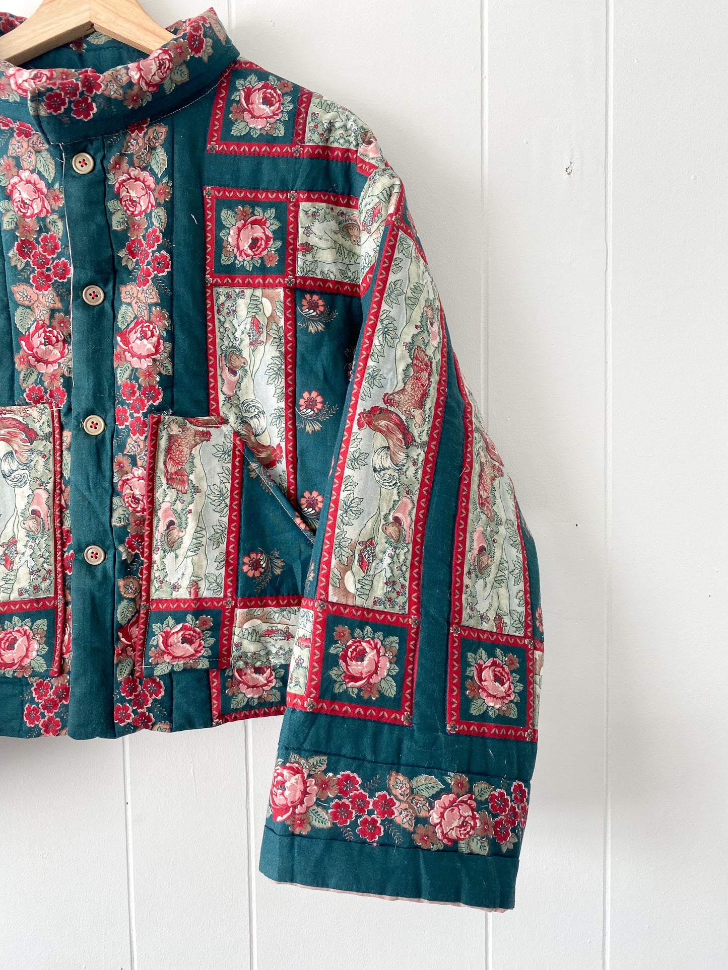 (S/M) Upcycled Vintage Quilt Jacket