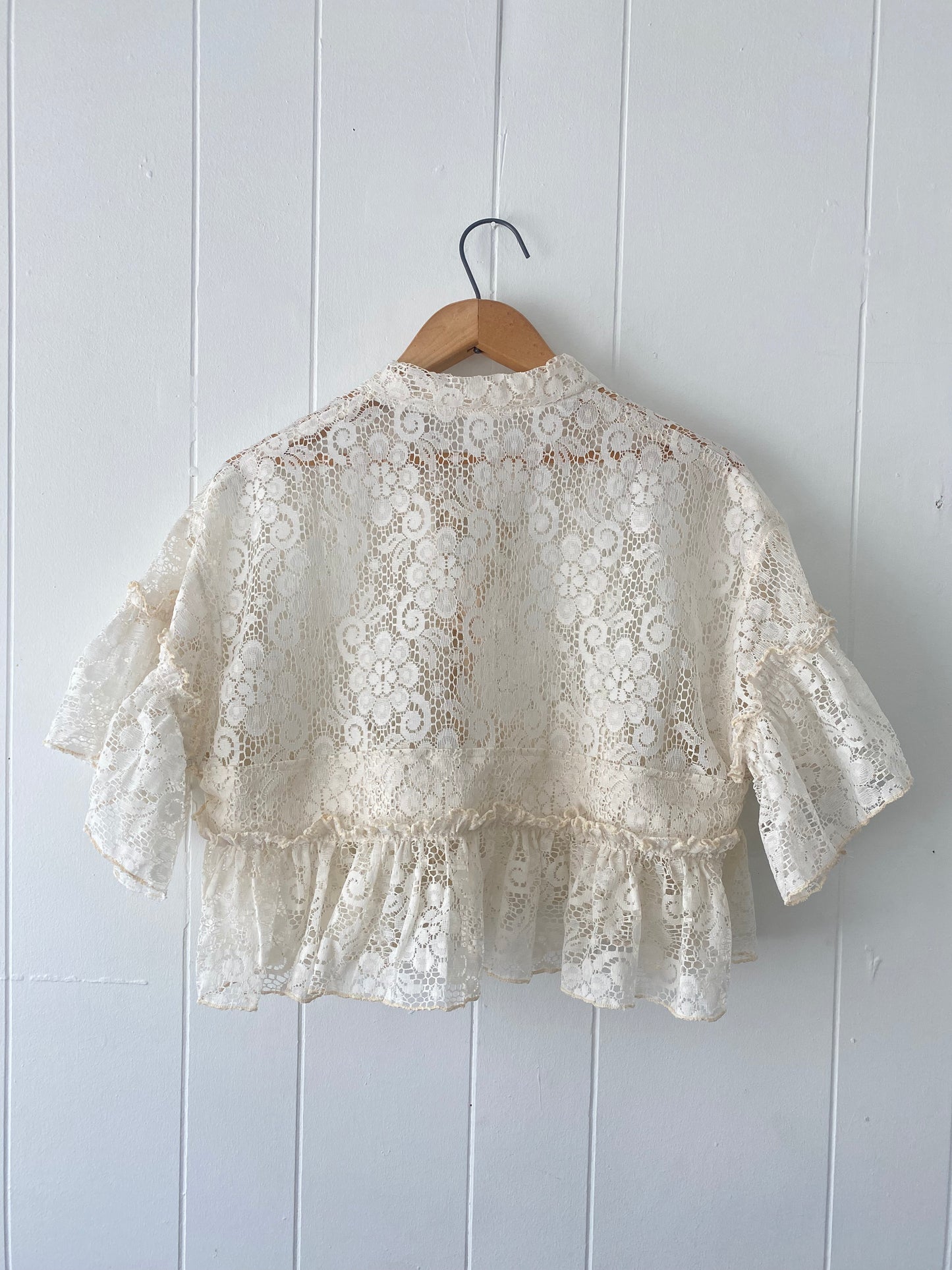 Upcycled Tie Front Lace Blouse