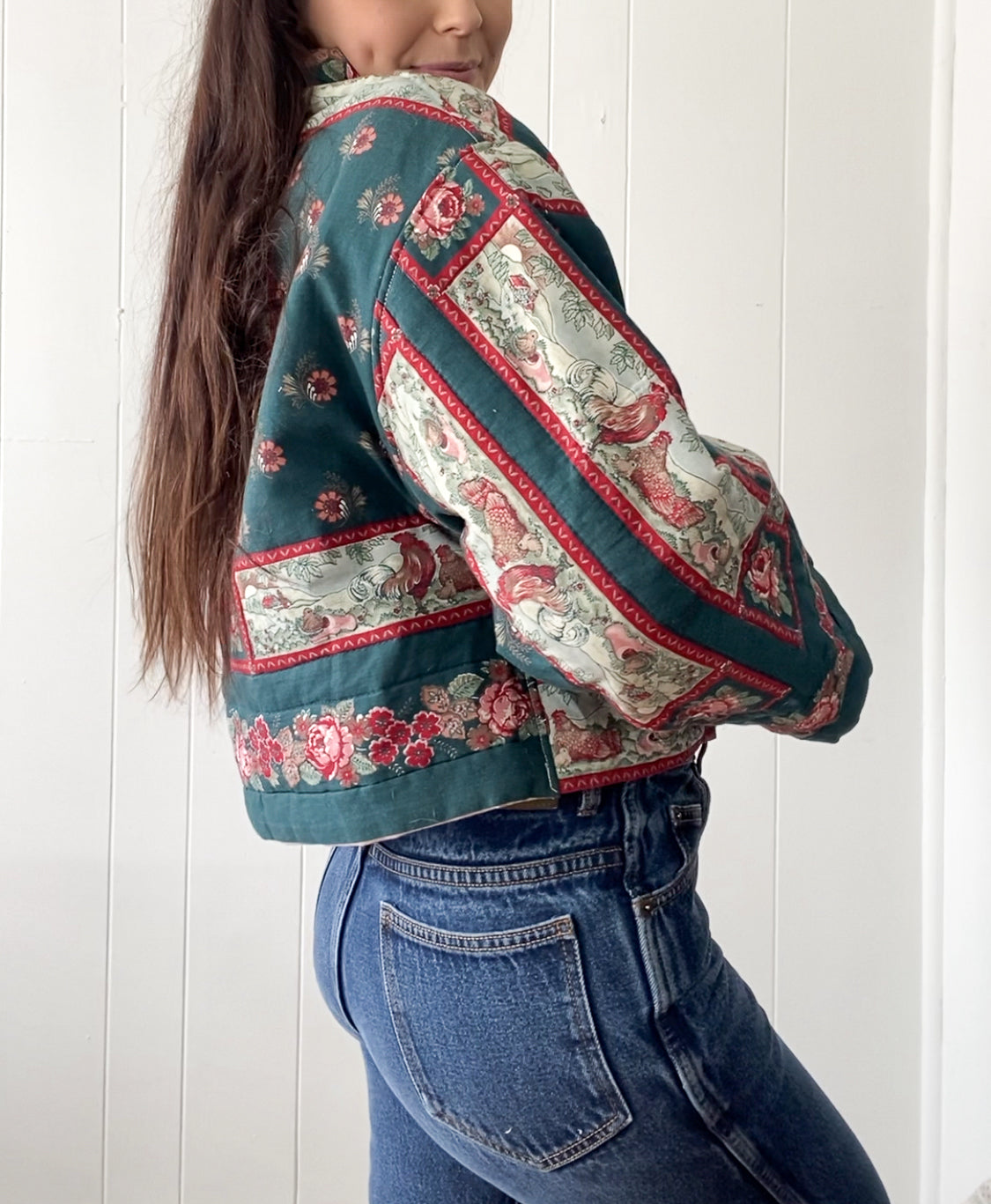 (S/M) Upcycled Vintage Quilt Jacket