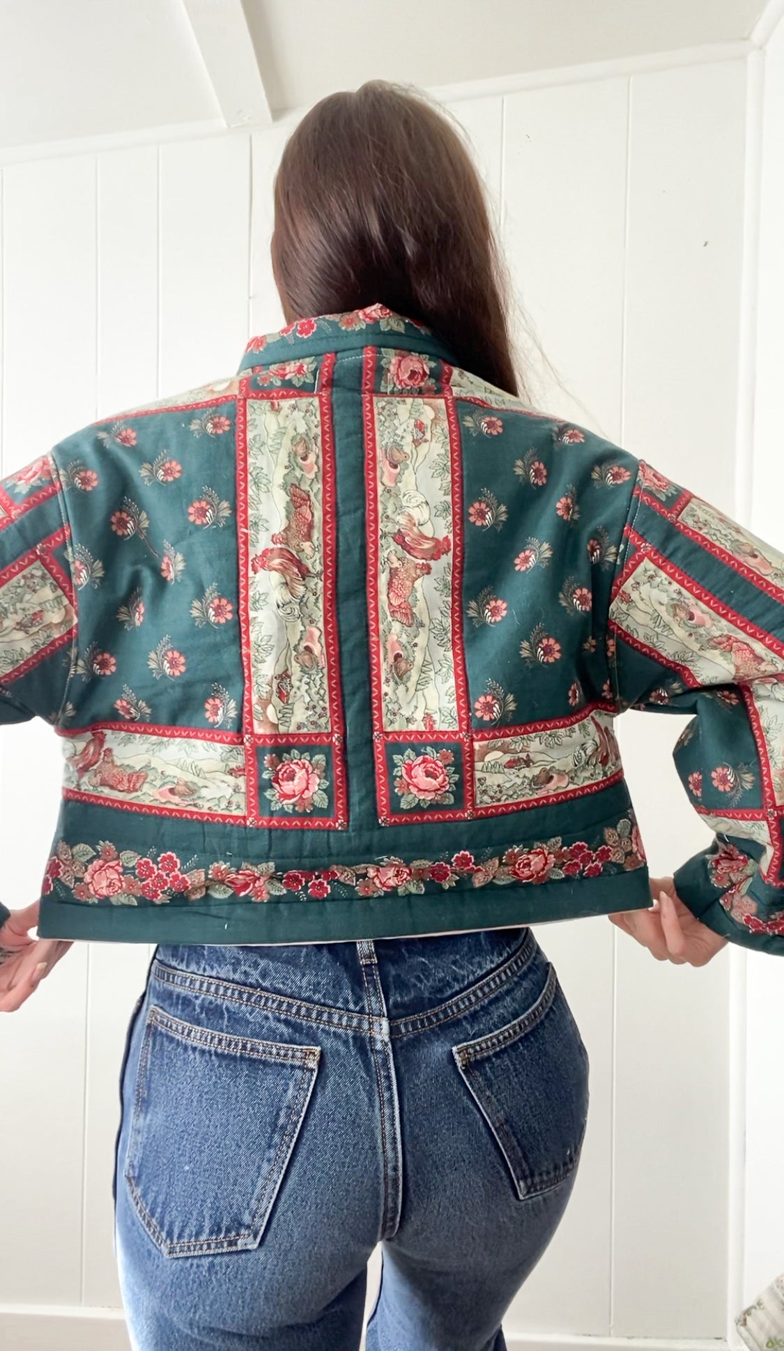 (S/M) Upcycled Vintage Quilt Jacket