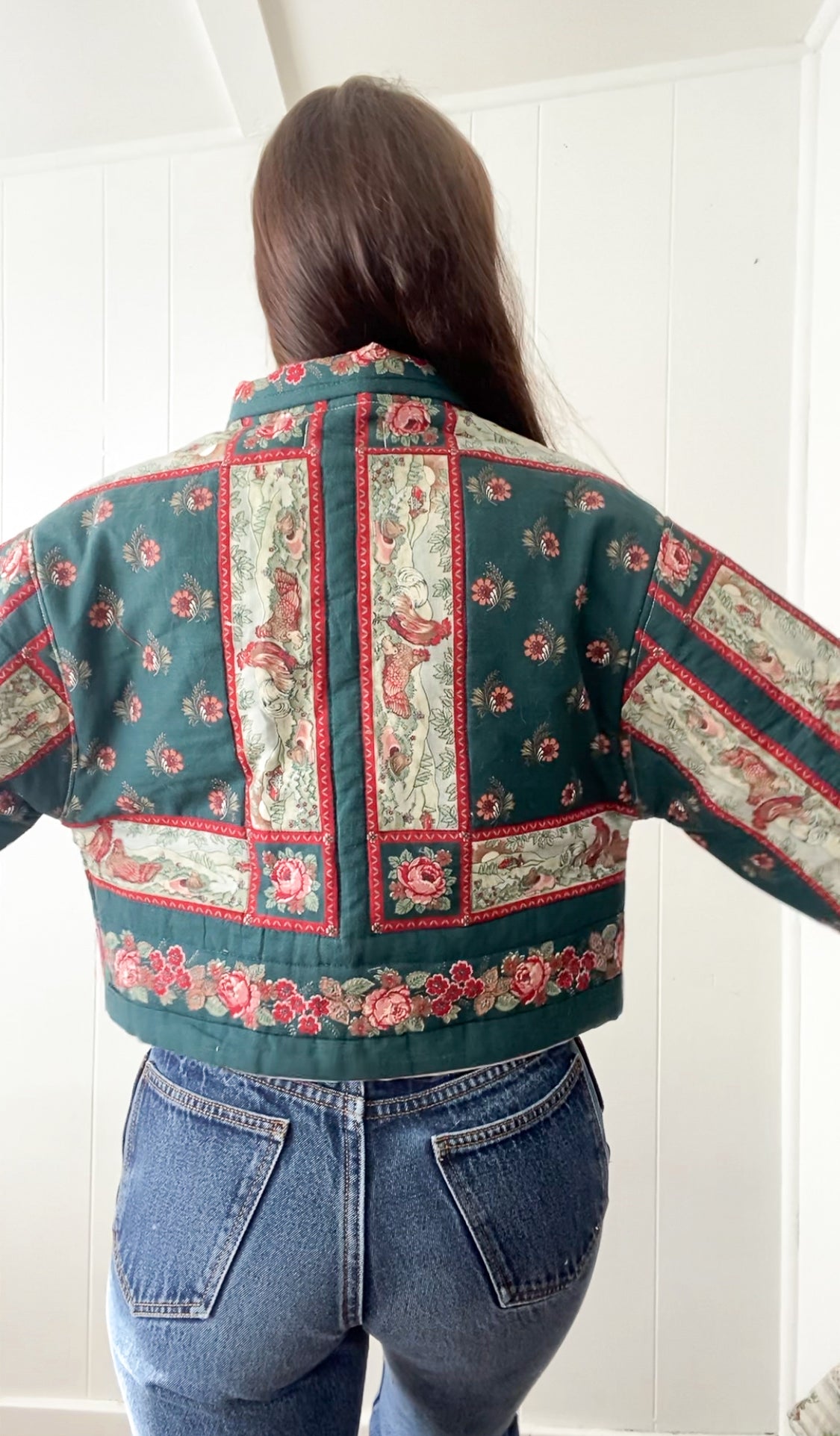 (S/M) Upcycled Vintage Quilt Jacket