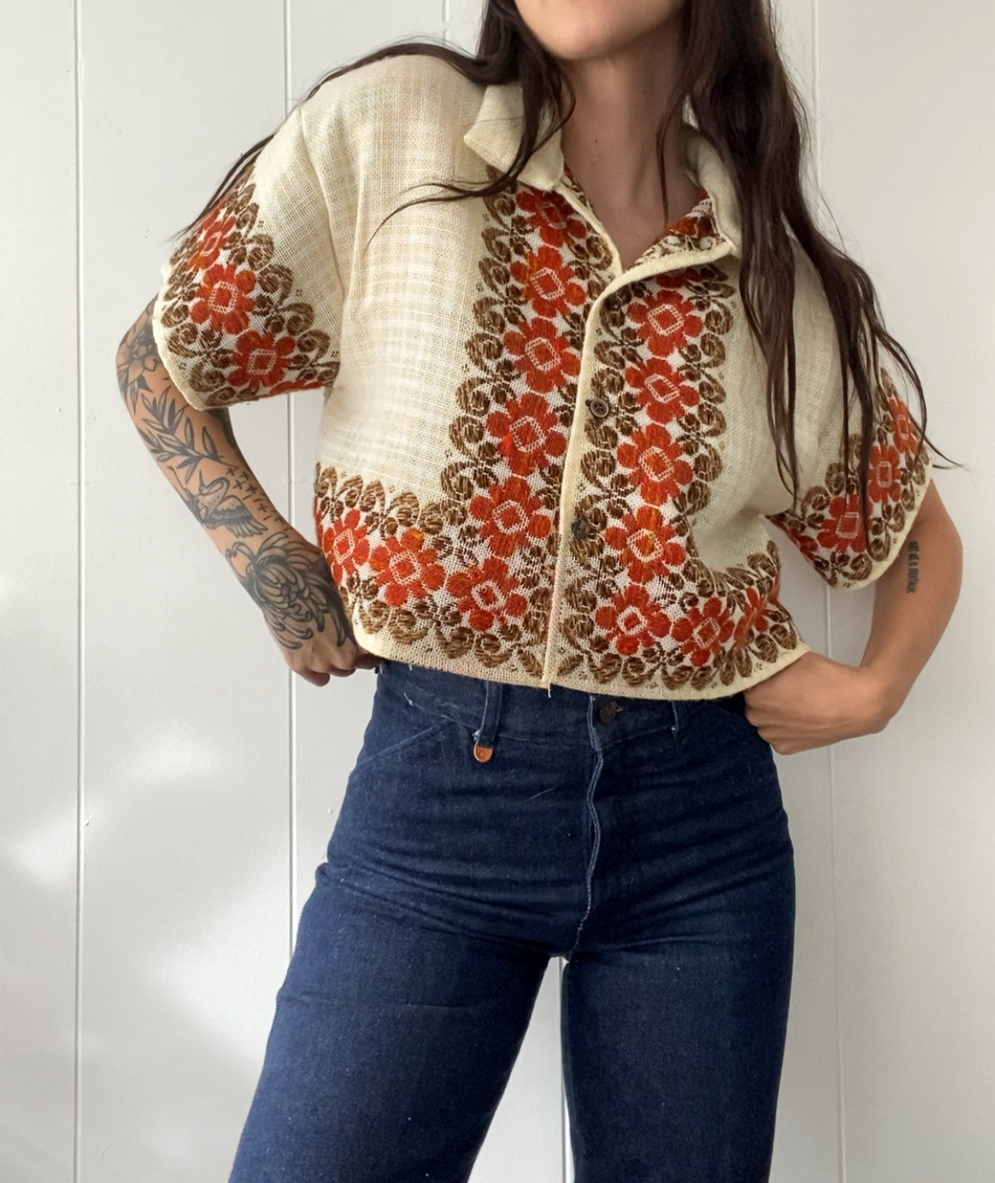 Upcycled Woven Button Up