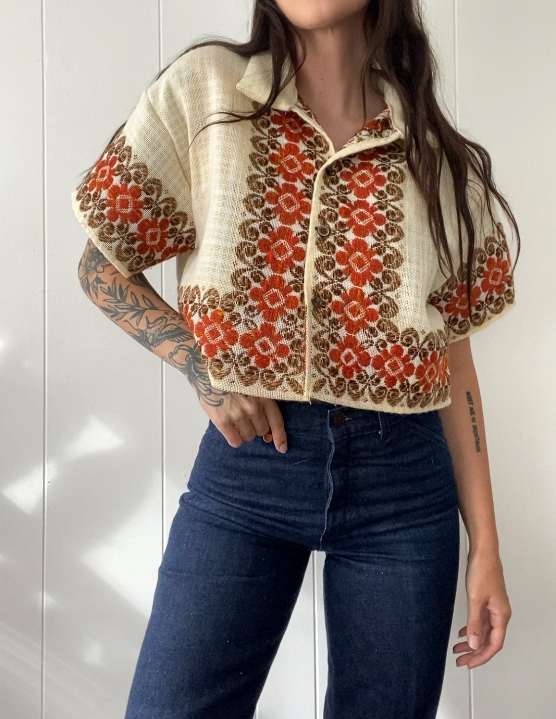 Upcycled Woven Button Up