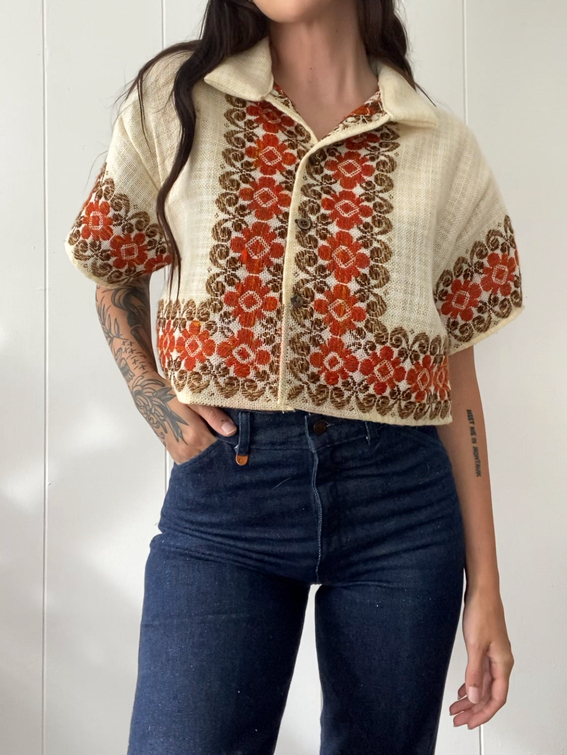 Upcycled Woven Button Up