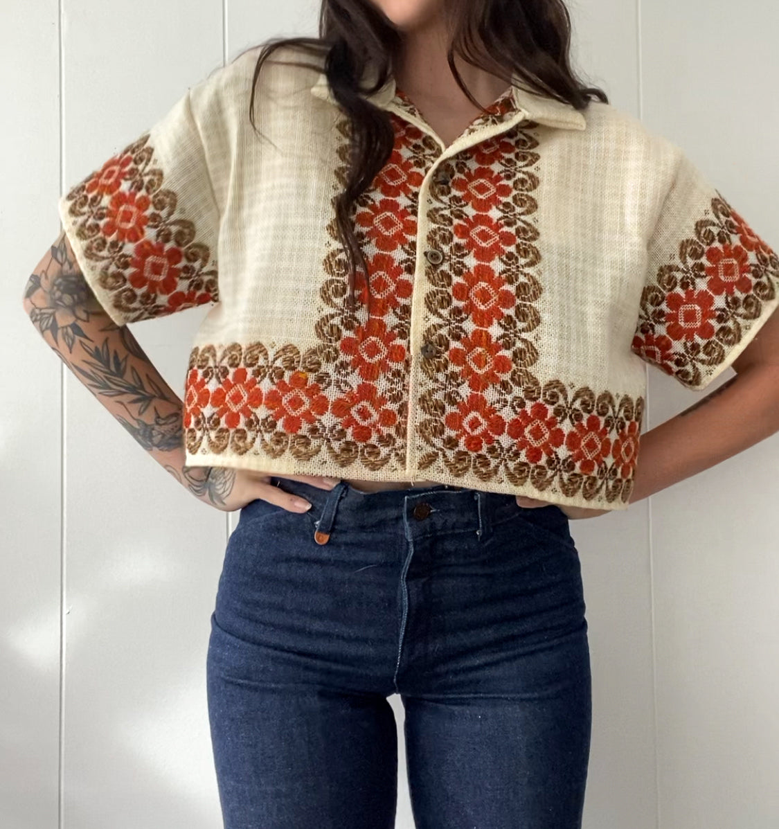 Upcycled Woven Button Up