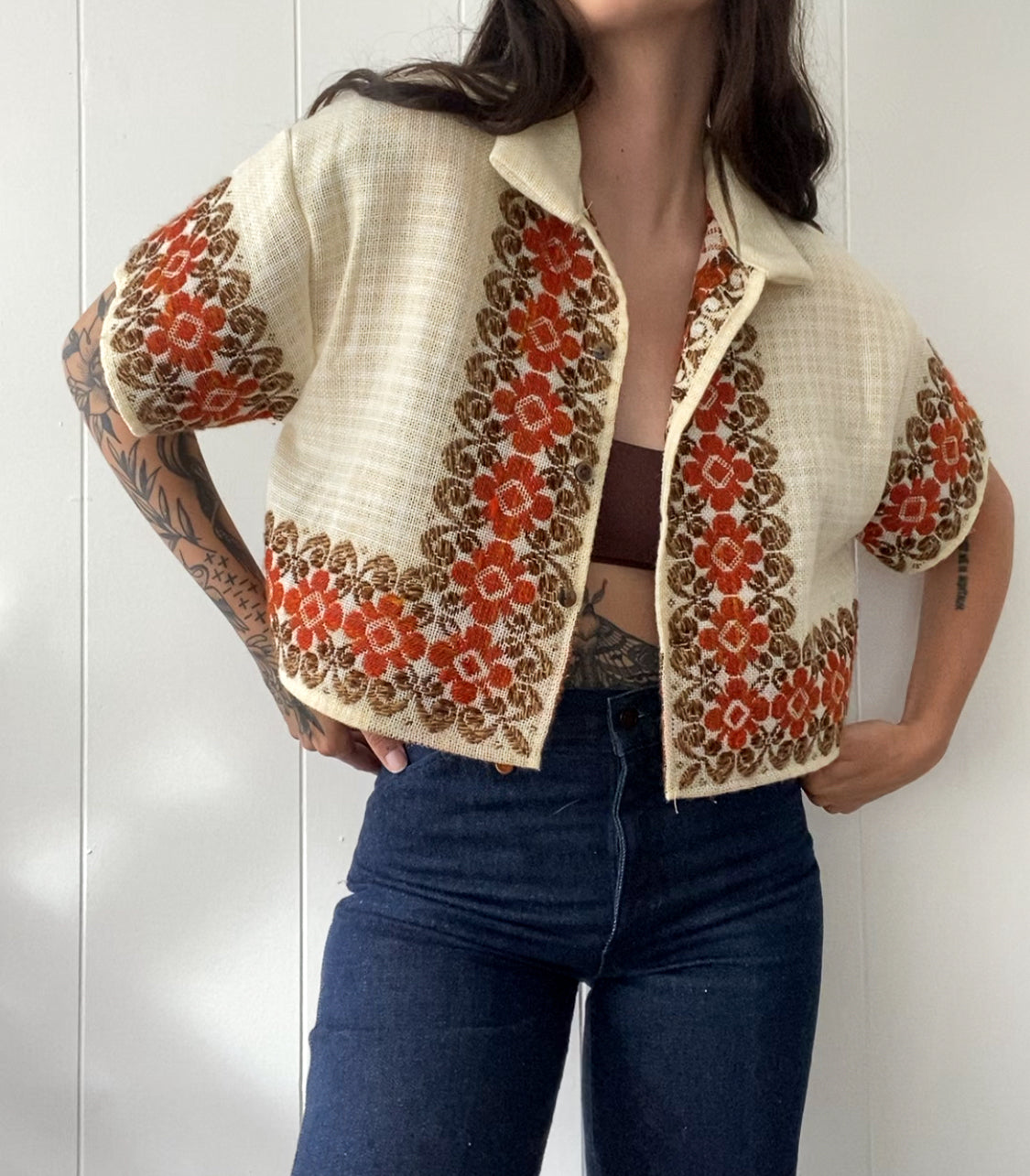 Upcycled Woven Button Up