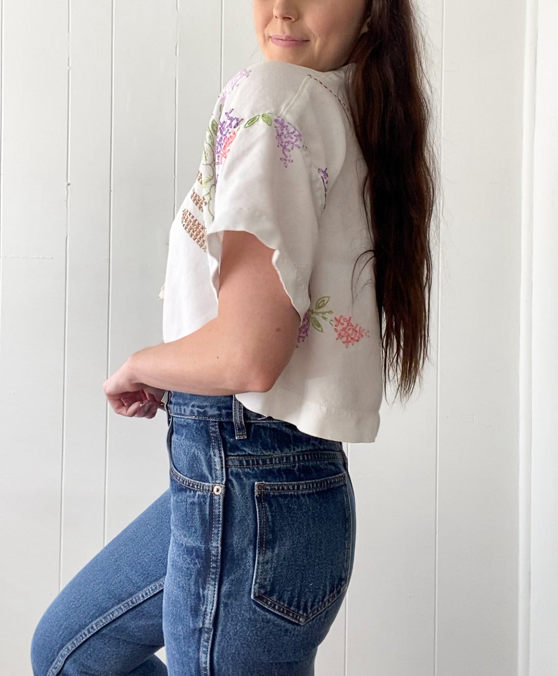 Upcycled Vintage Tie-Front Blouse