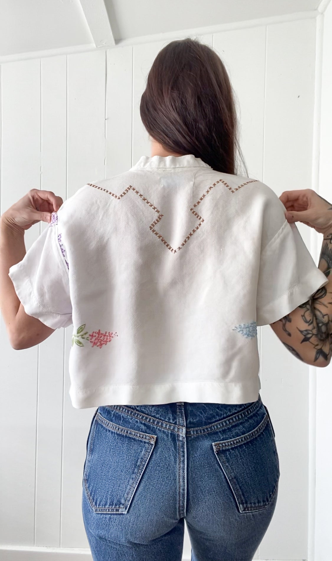 Upcycled Vintage Tie-Front Blouse