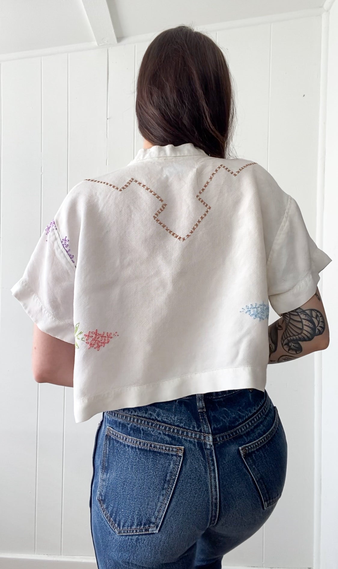 Upcycled Vintage Tie-Front Blouse