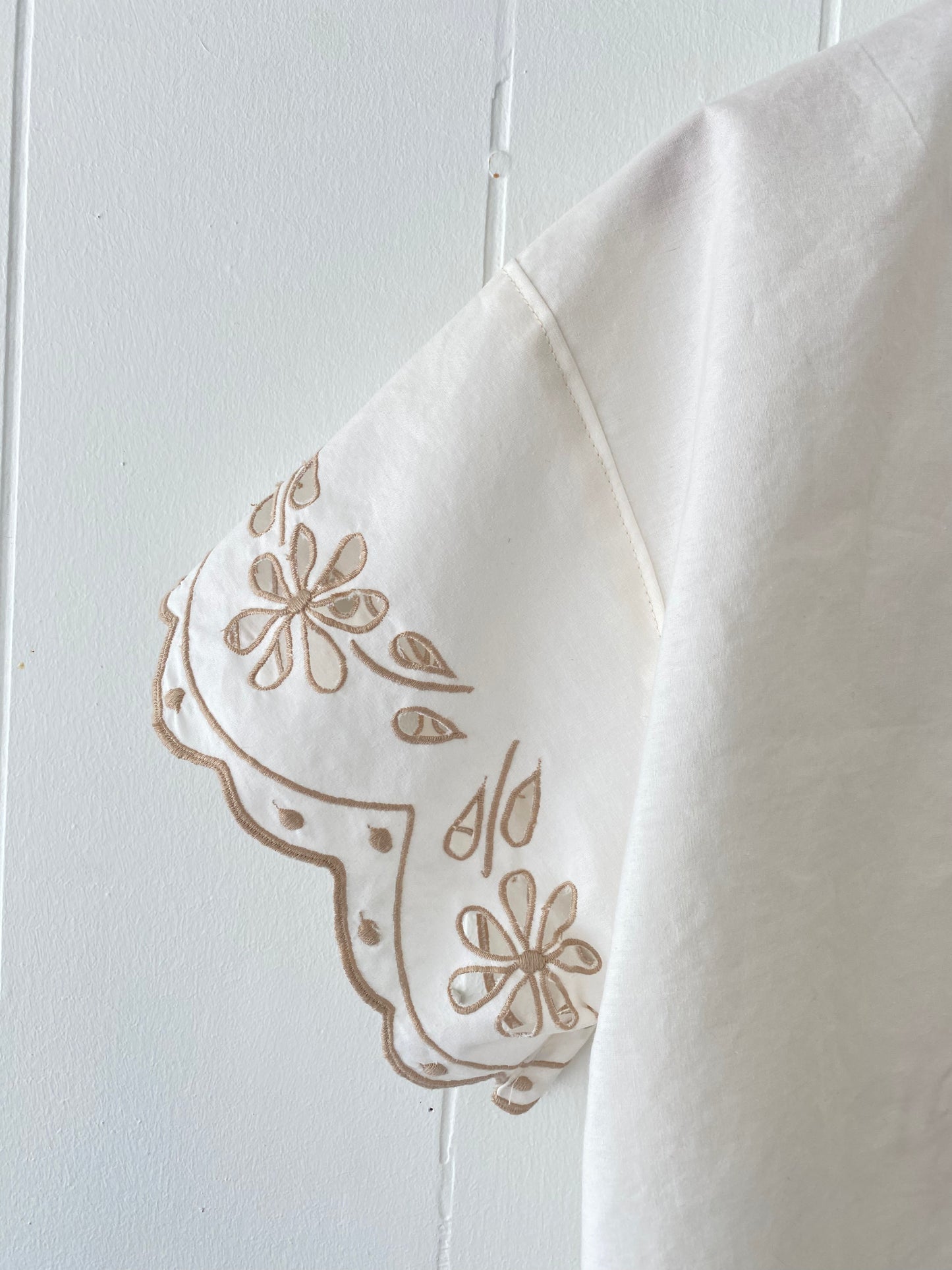 Upcycled Tie Front Embroidered Blouse