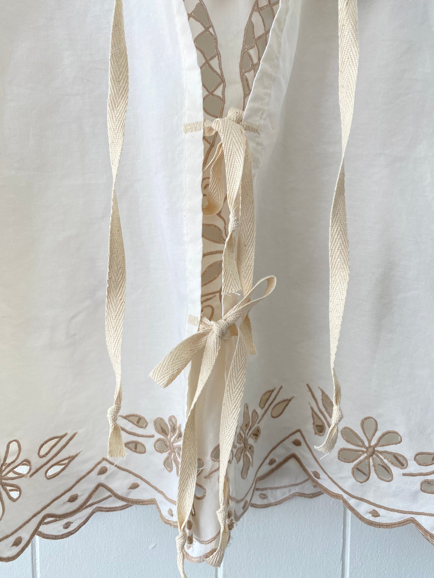 Upcycled Tie Front Embroidered Blouse