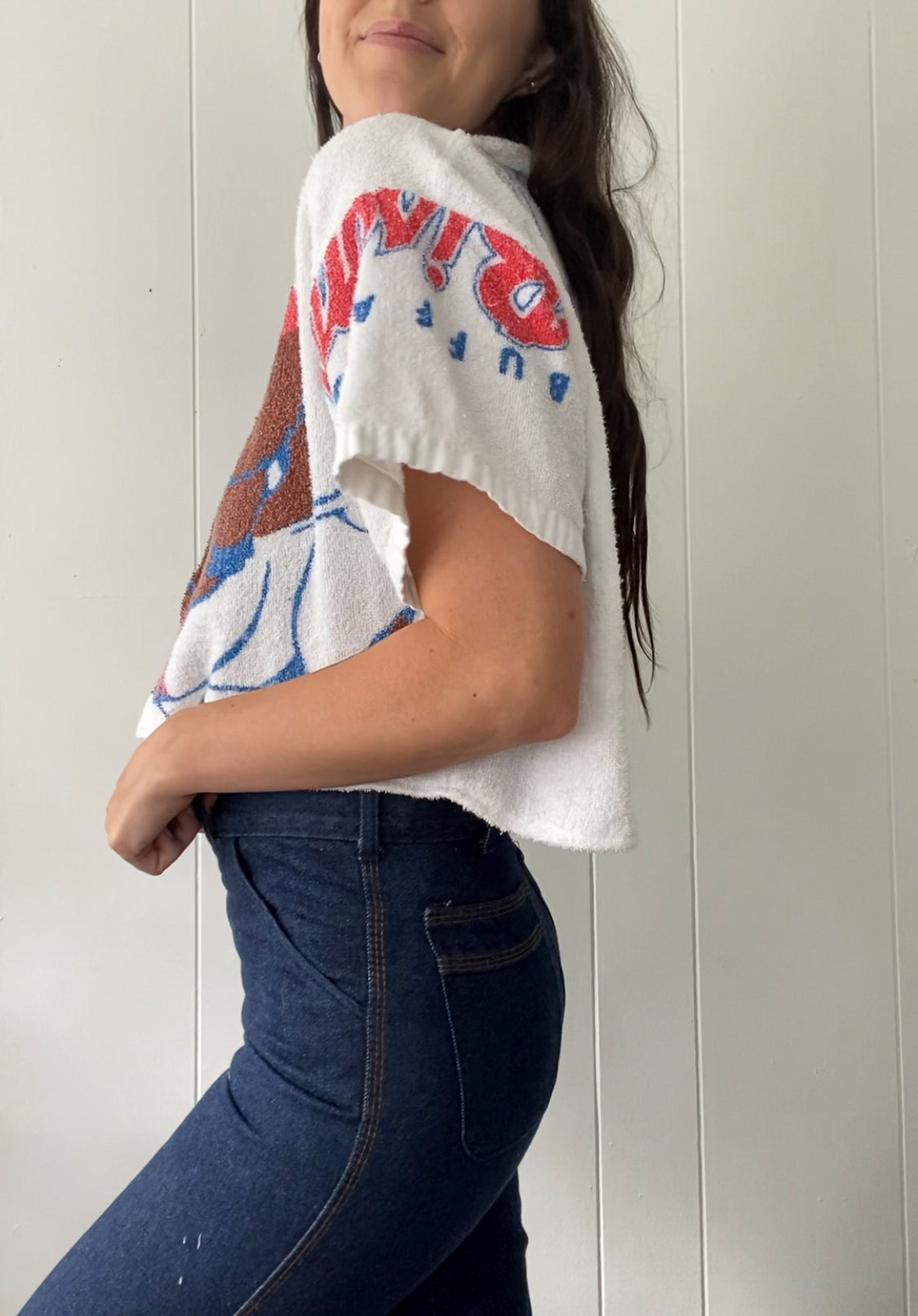 Upcycled Buffalo Bisons Terrycloth Button Up