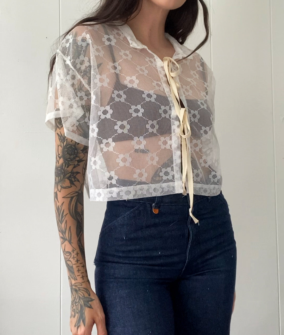 Upcycled Tie Front Daisy Chain Blouse