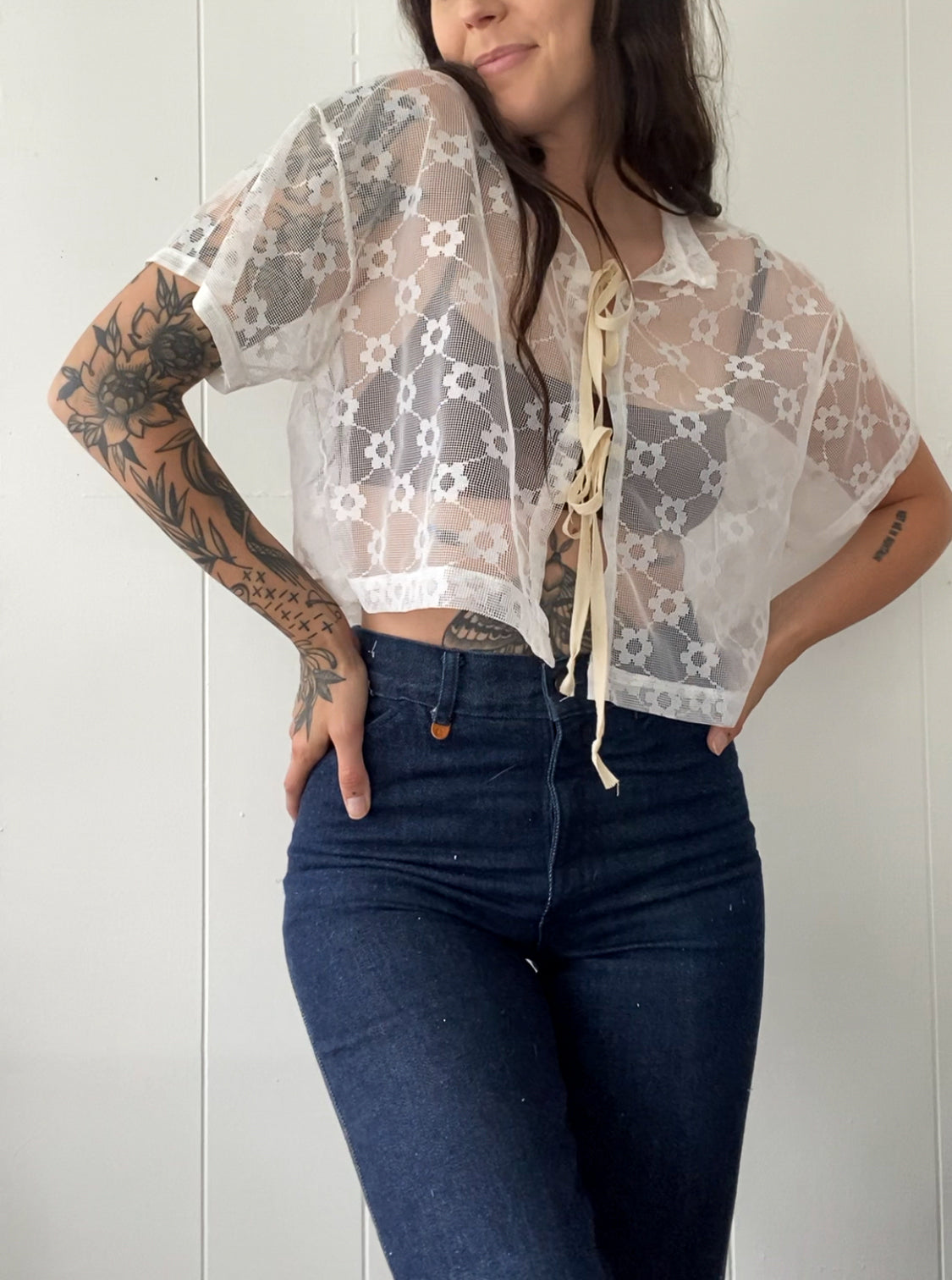 Upcycled Tie Front Daisy Chain Blouse