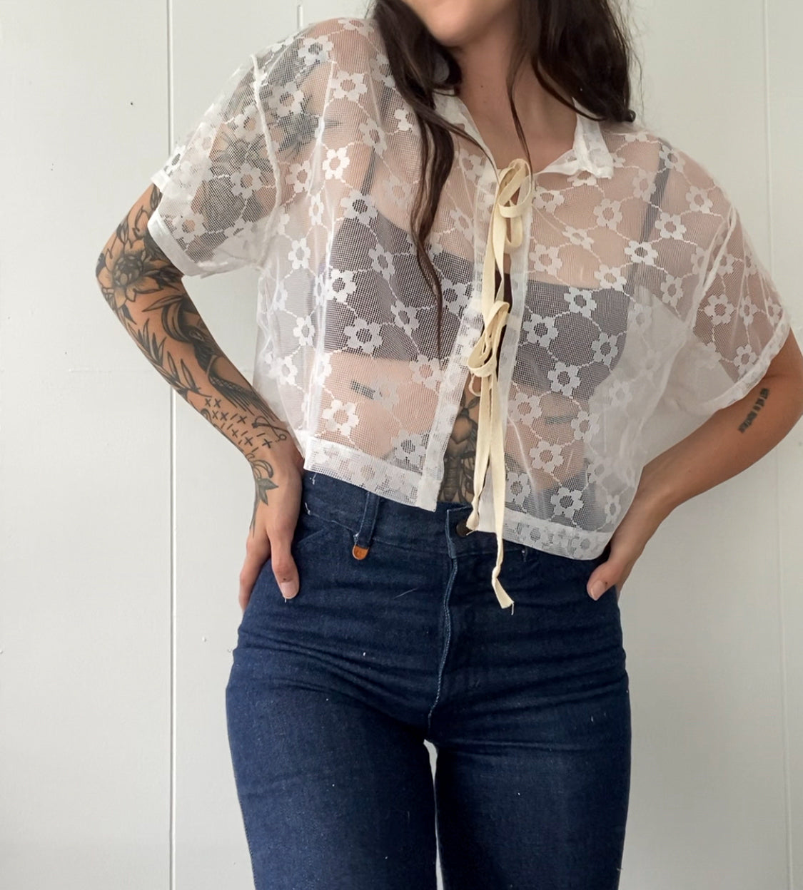 Upcycled Tie Front Daisy Chain Blouse