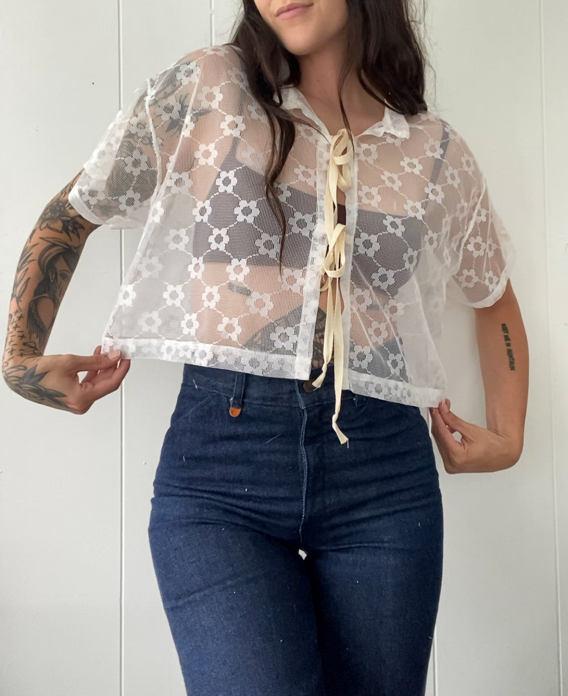 Upcycled Tie Front Daisy Chain Blouse