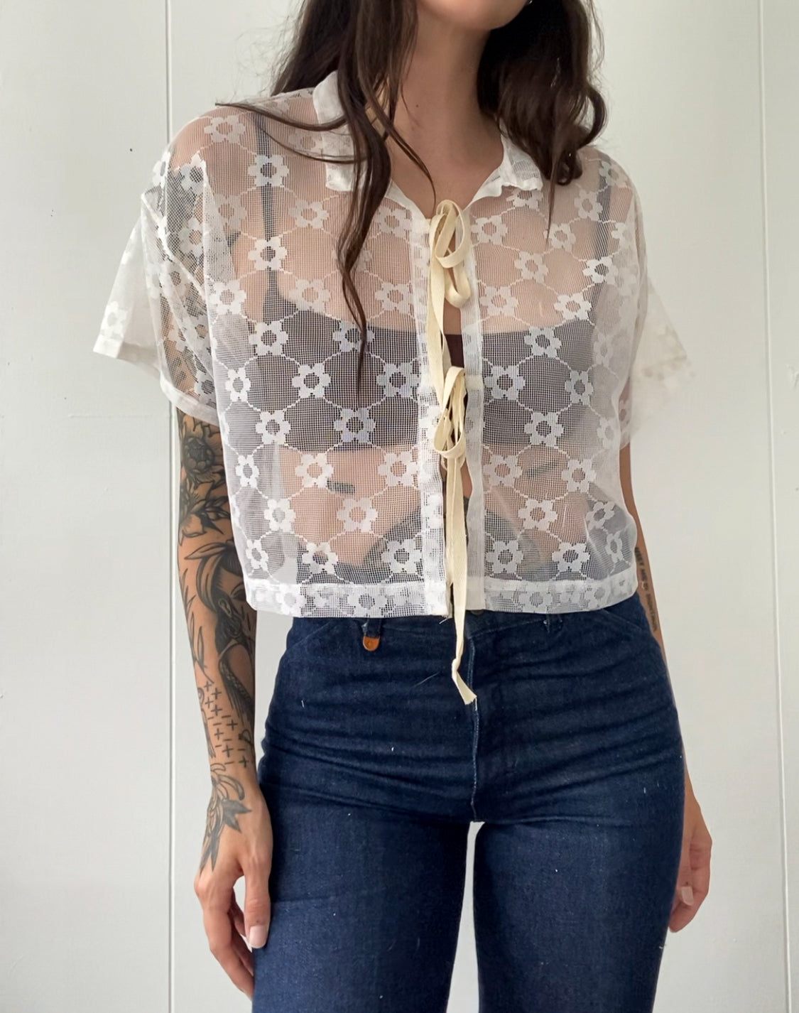 Upcycled Tie Front Daisy Chain Blouse