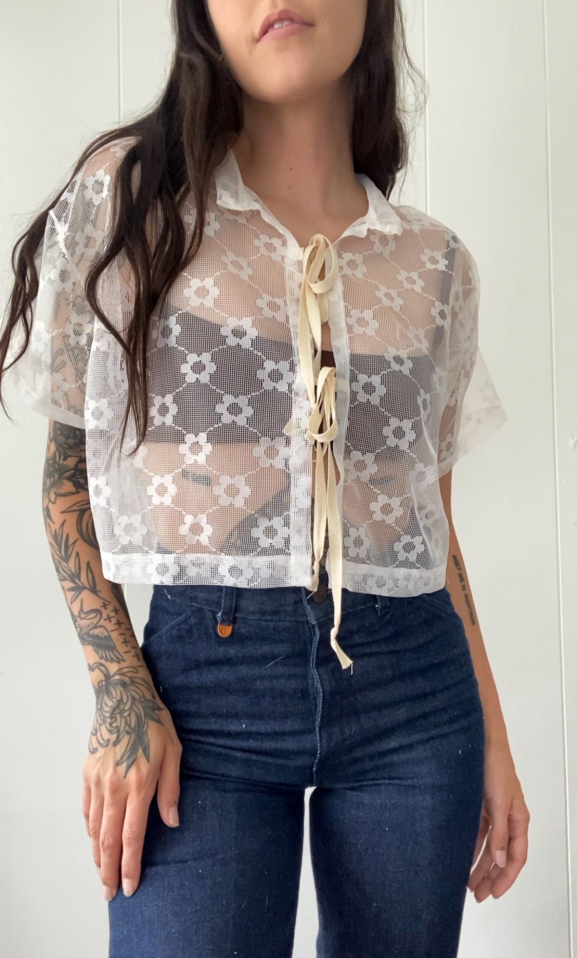 Upcycled Tie Front Daisy Chain Blouse
