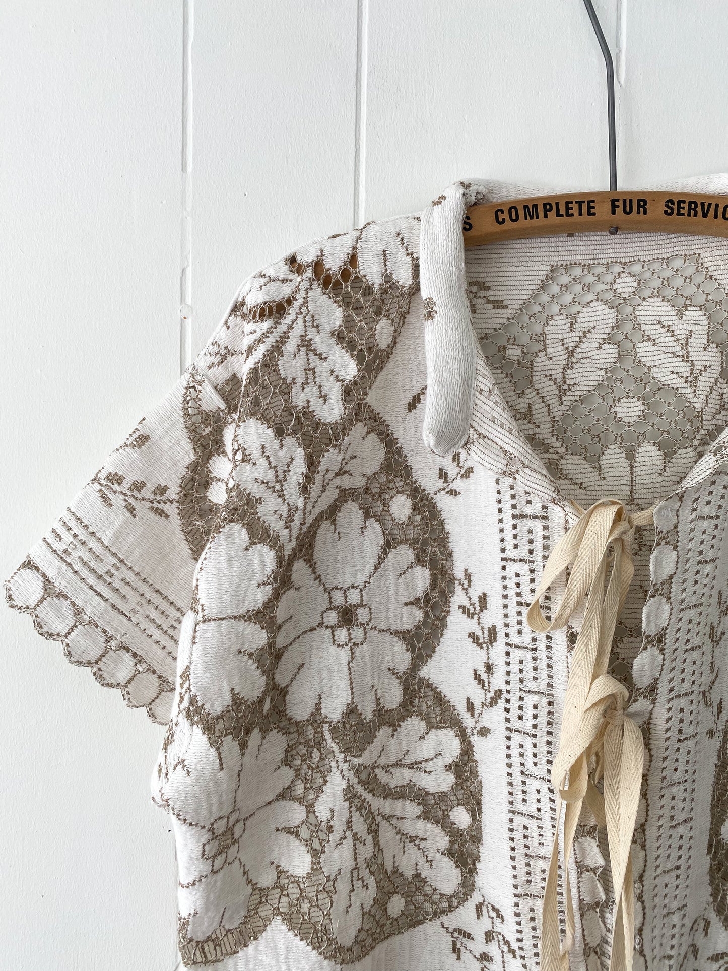 Upcycled Tie Front Lace Blouse