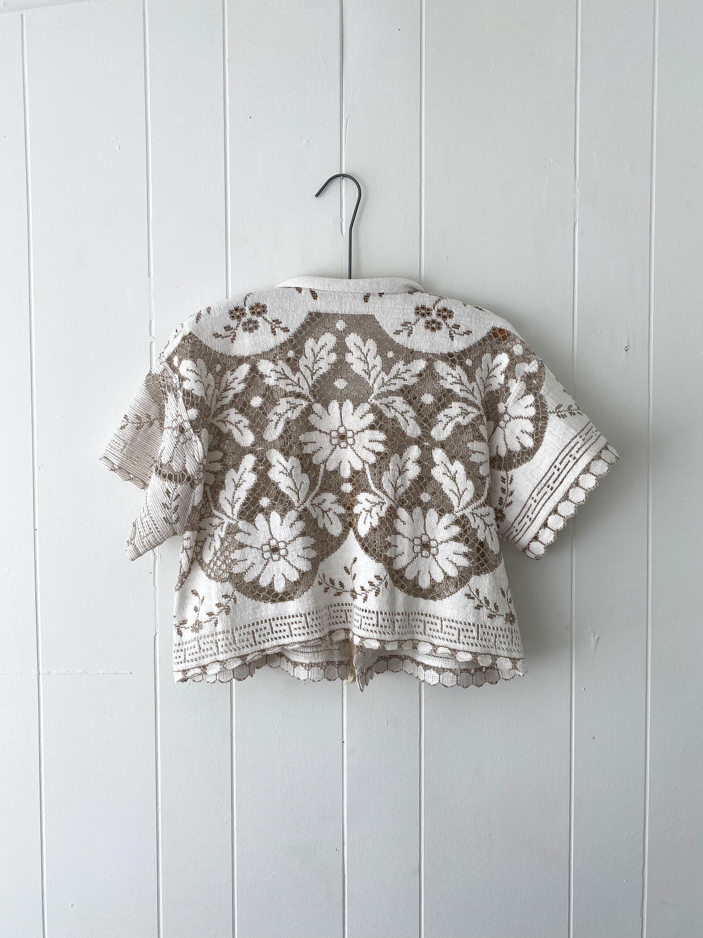 Upcycled Tie Front Lace Blouse