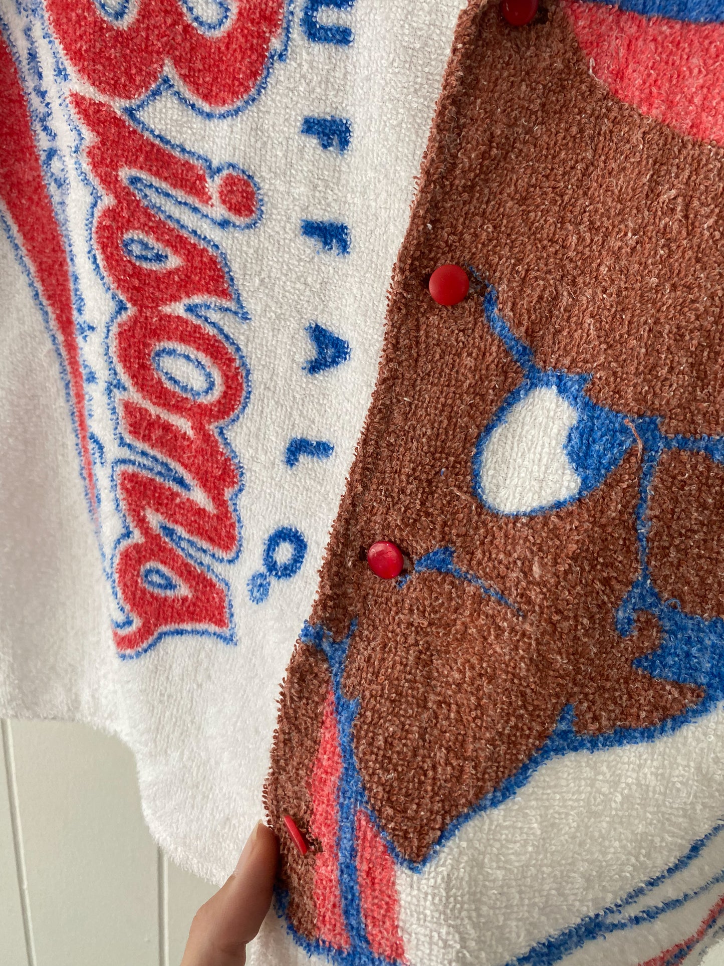 Upcycled Buffalo Bisons Terrycloth Button Up