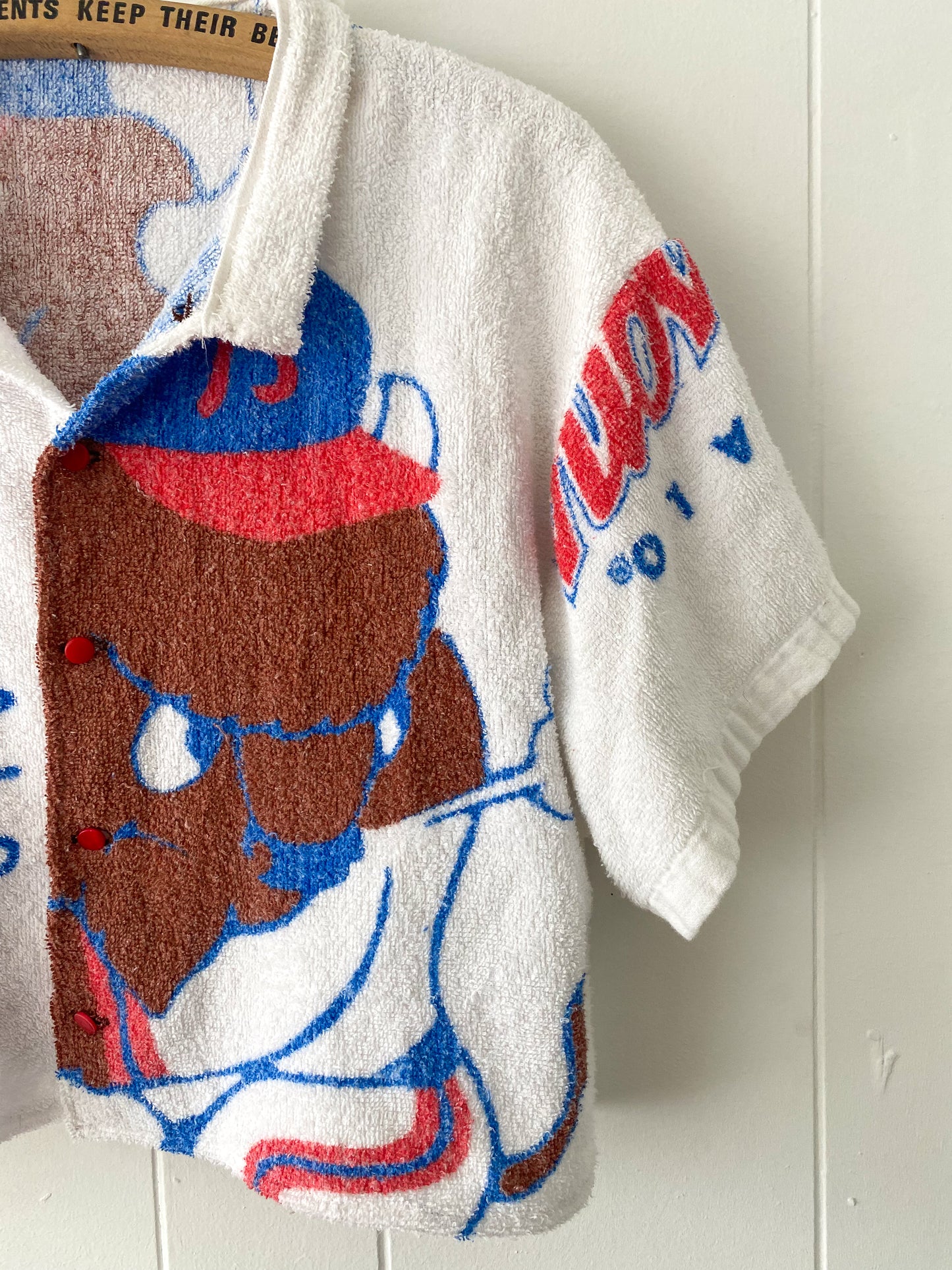 Upcycled Buffalo Bisons Terrycloth Button Up