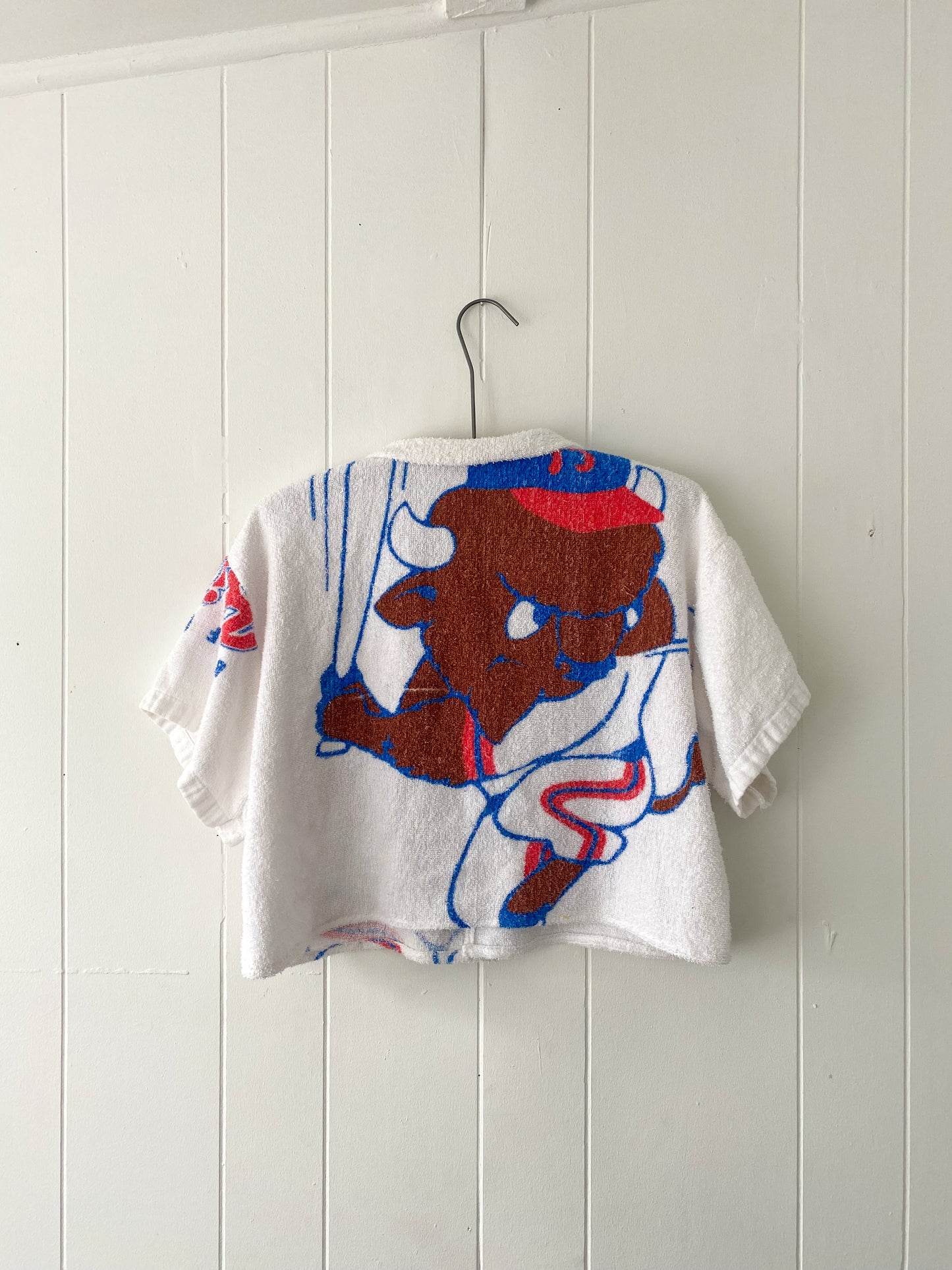 Upcycled Buffalo Bisons Terrycloth Button Up