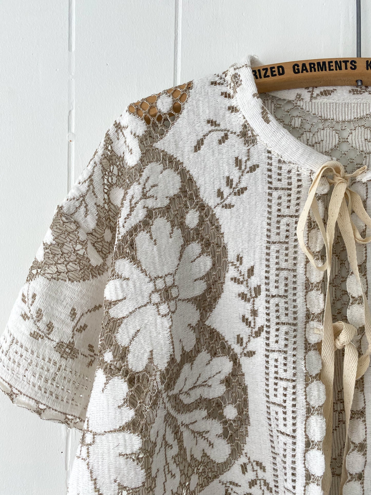 Upcycled Tie Front Lace Blouse