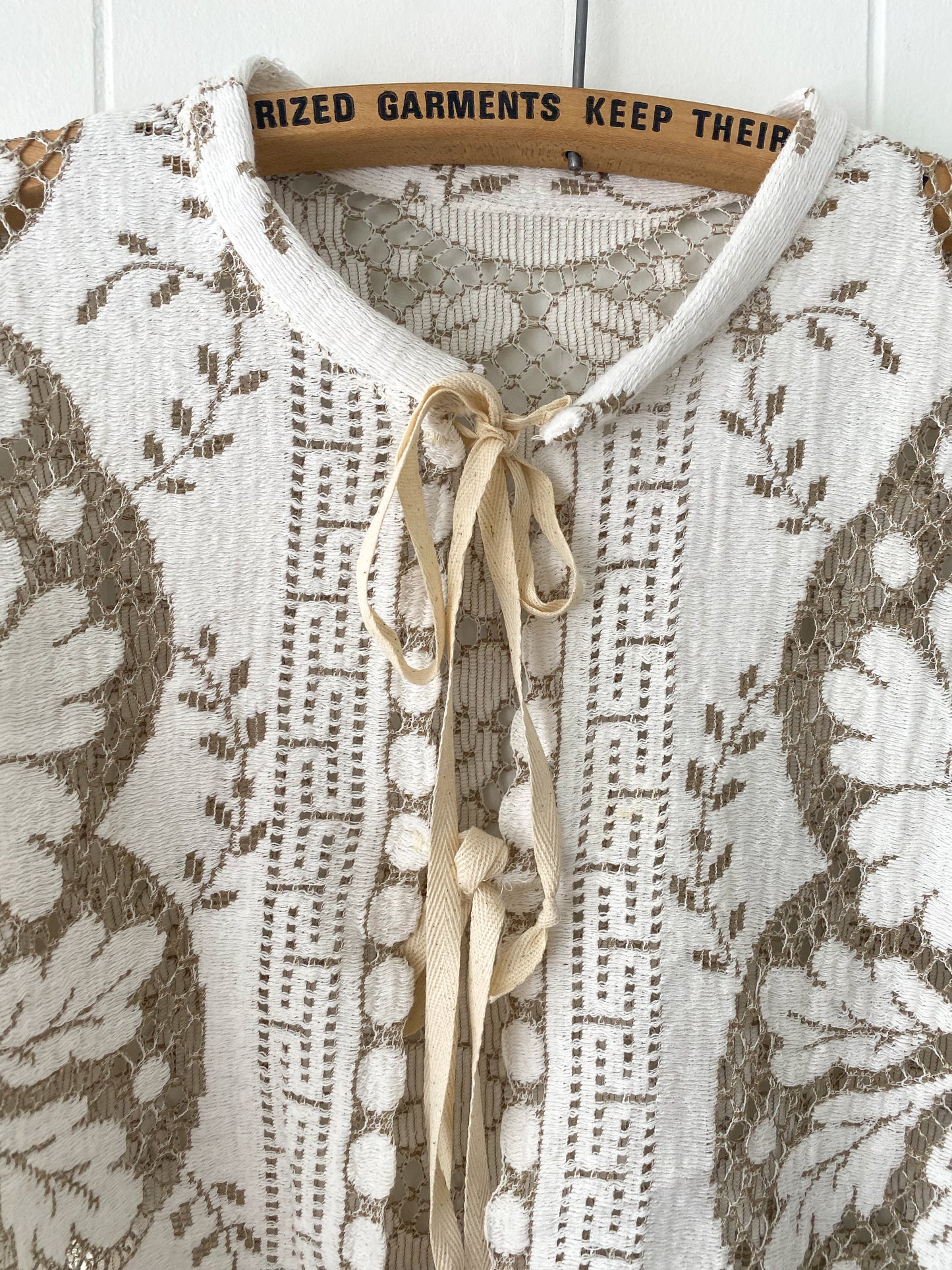 Upcycled Tie Front Lace Blouse