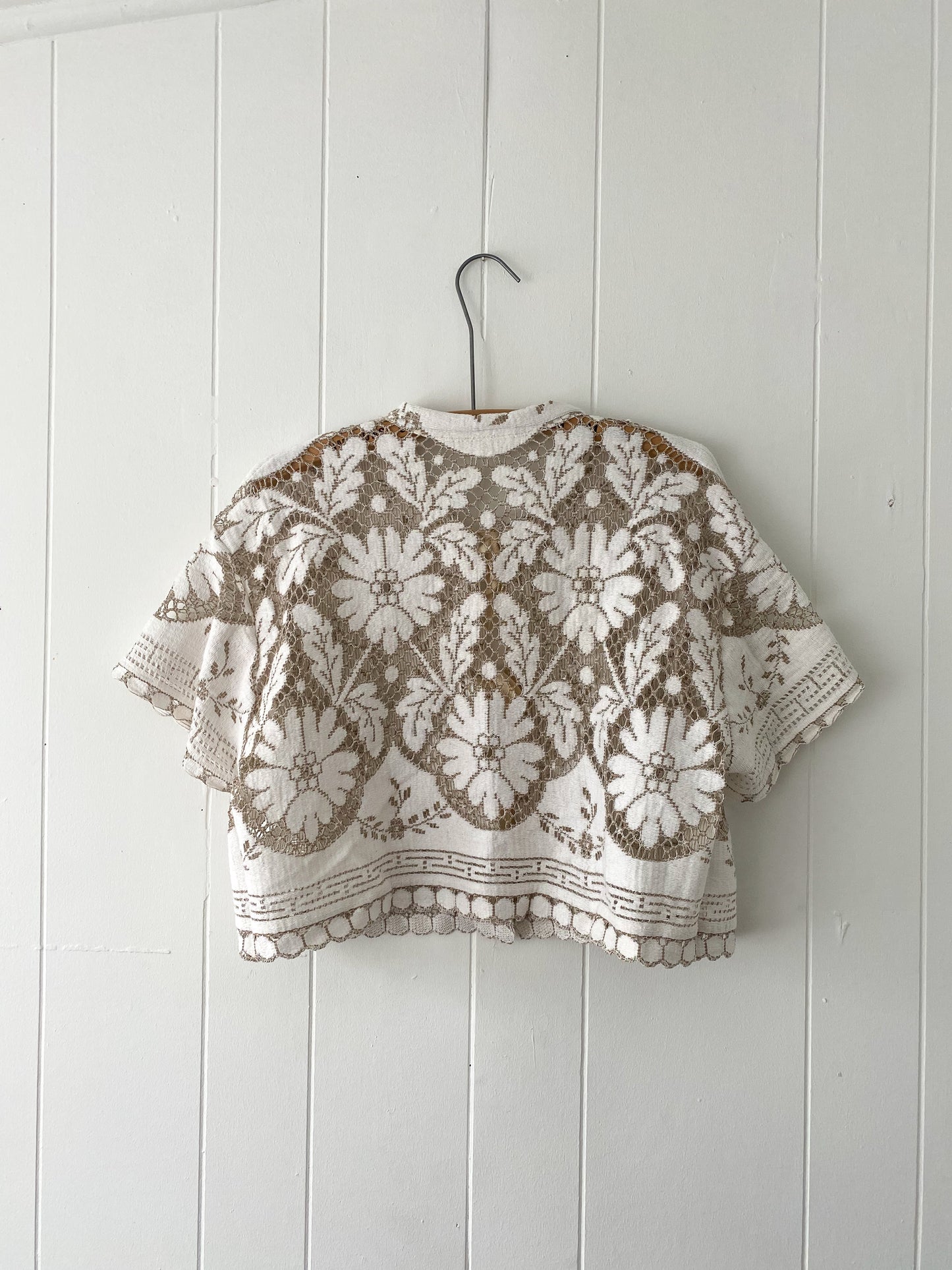 Upcycled Tie Front Lace Blouse