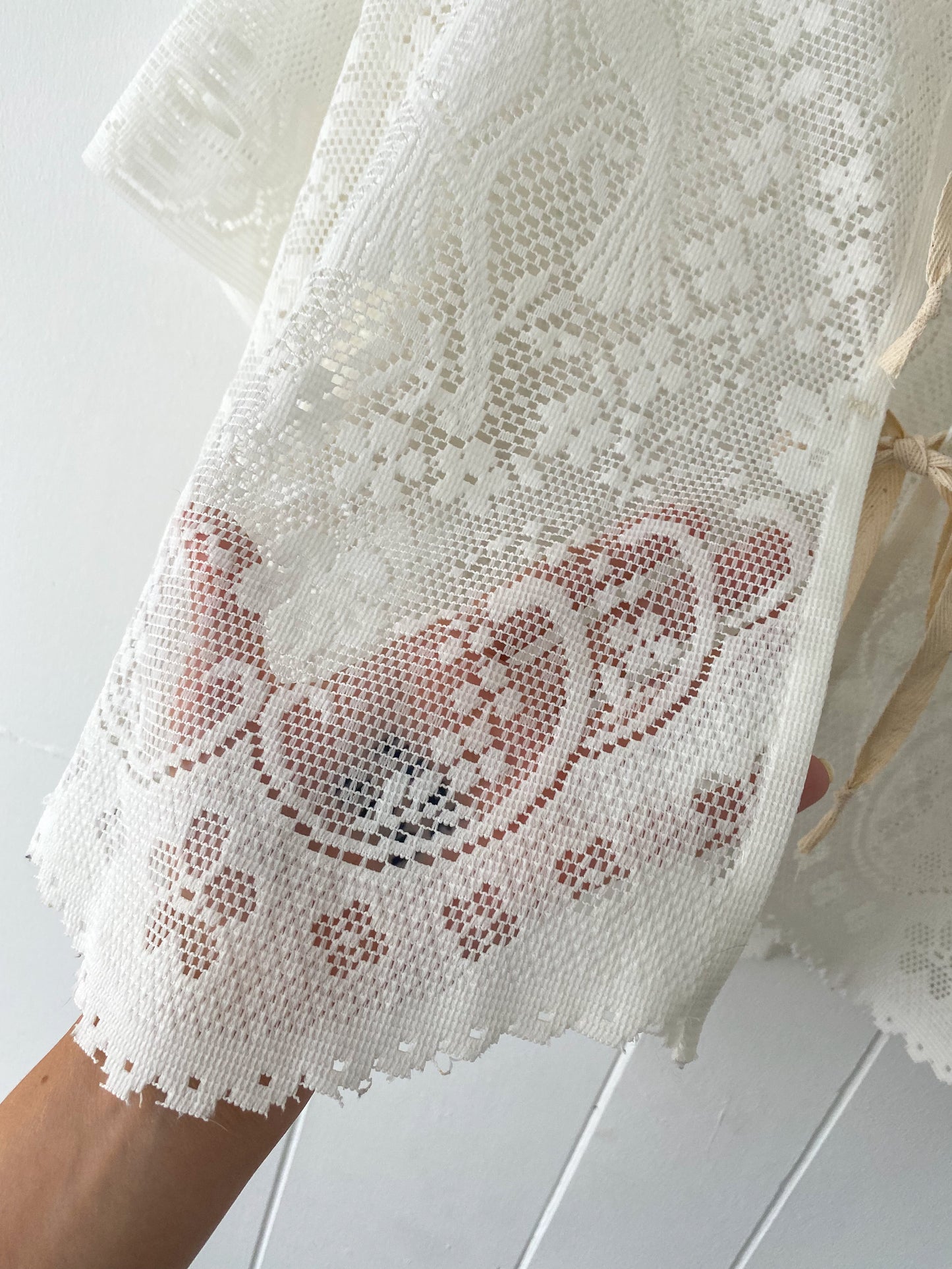 Upcycled Tie Front Lace Blouse