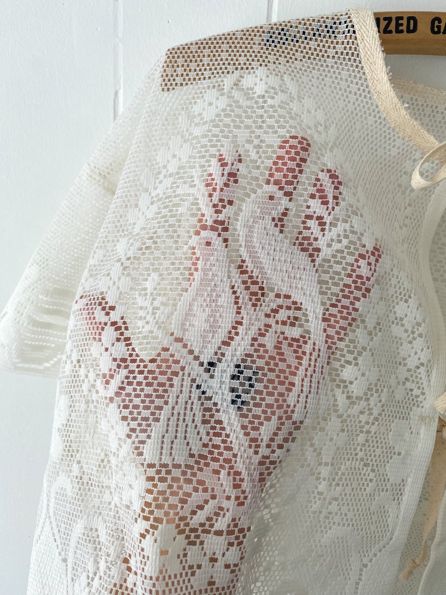 Upcycled Tie Front Lace Blouse
