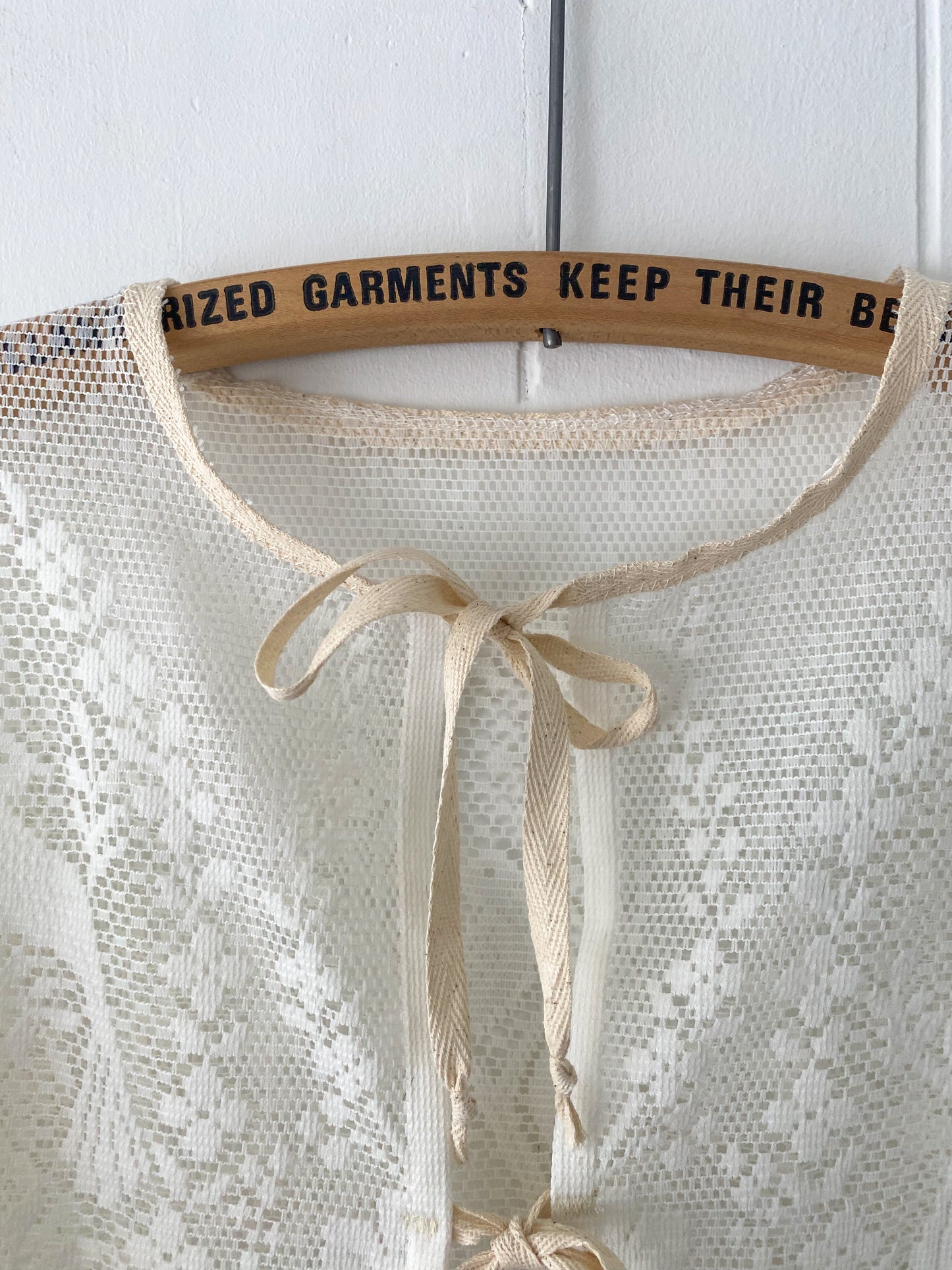 Upcycled Tie Front Lace Blouse