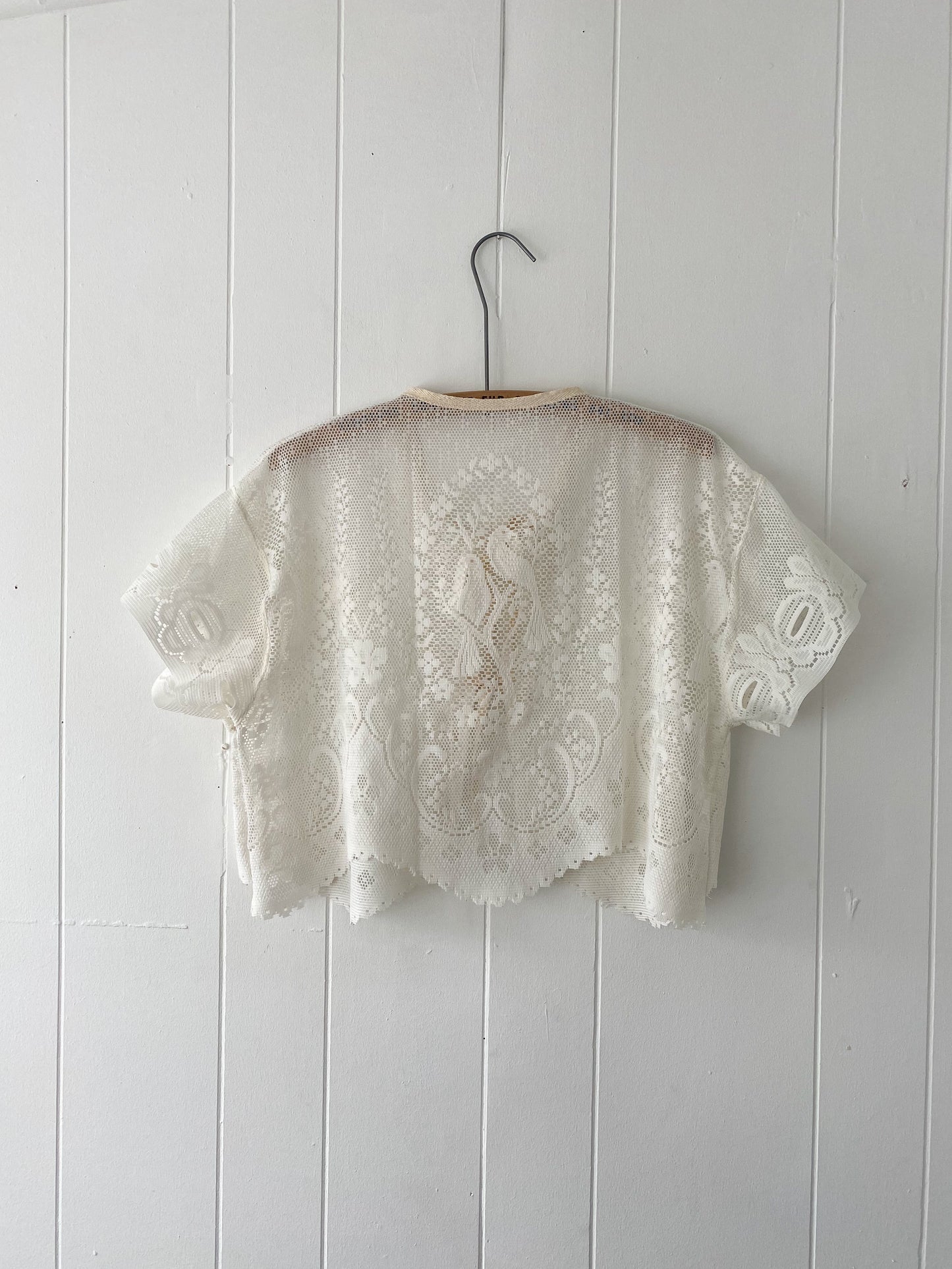 Upcycled Tie Front Lace Blouse