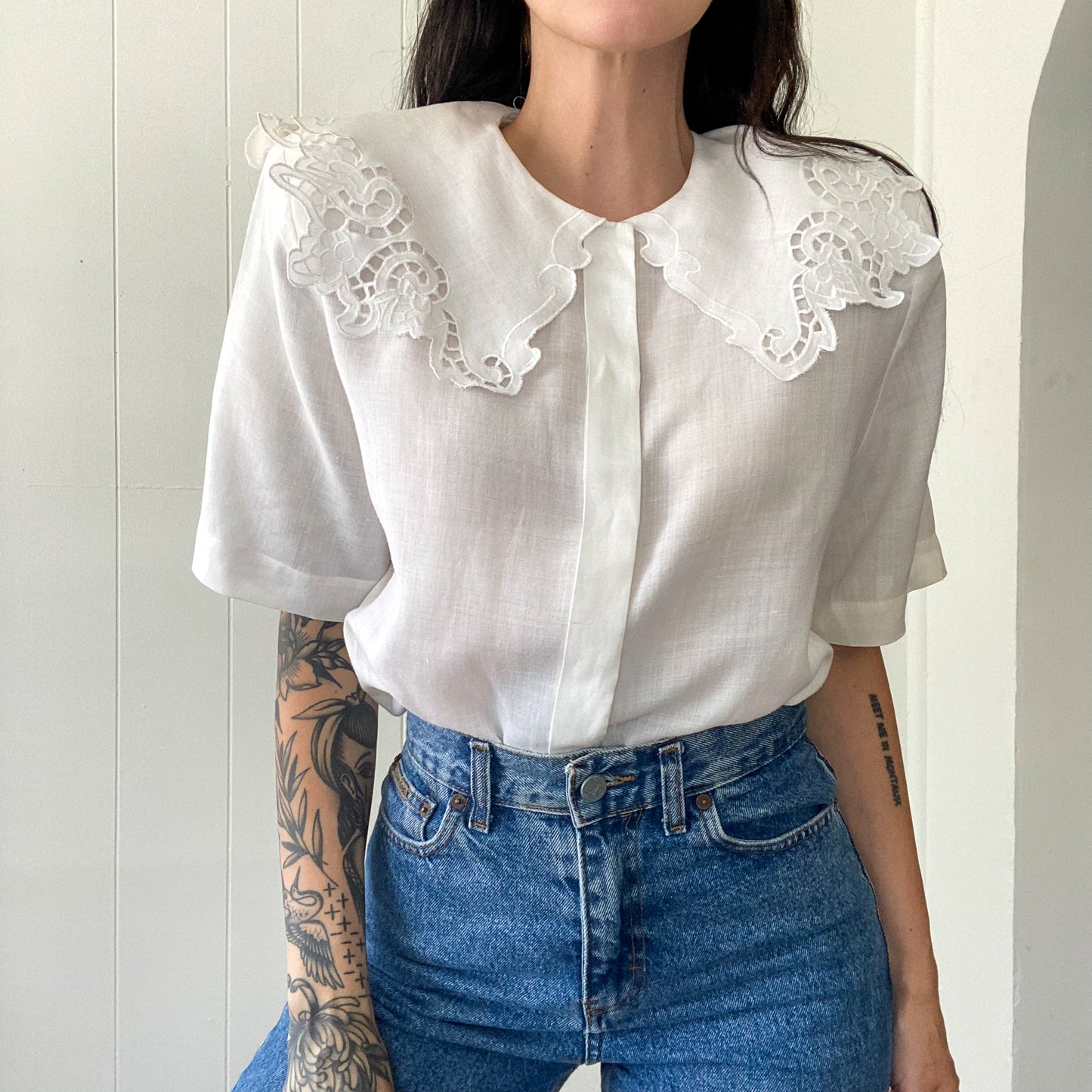 Vintage Oversized Collar Blouse