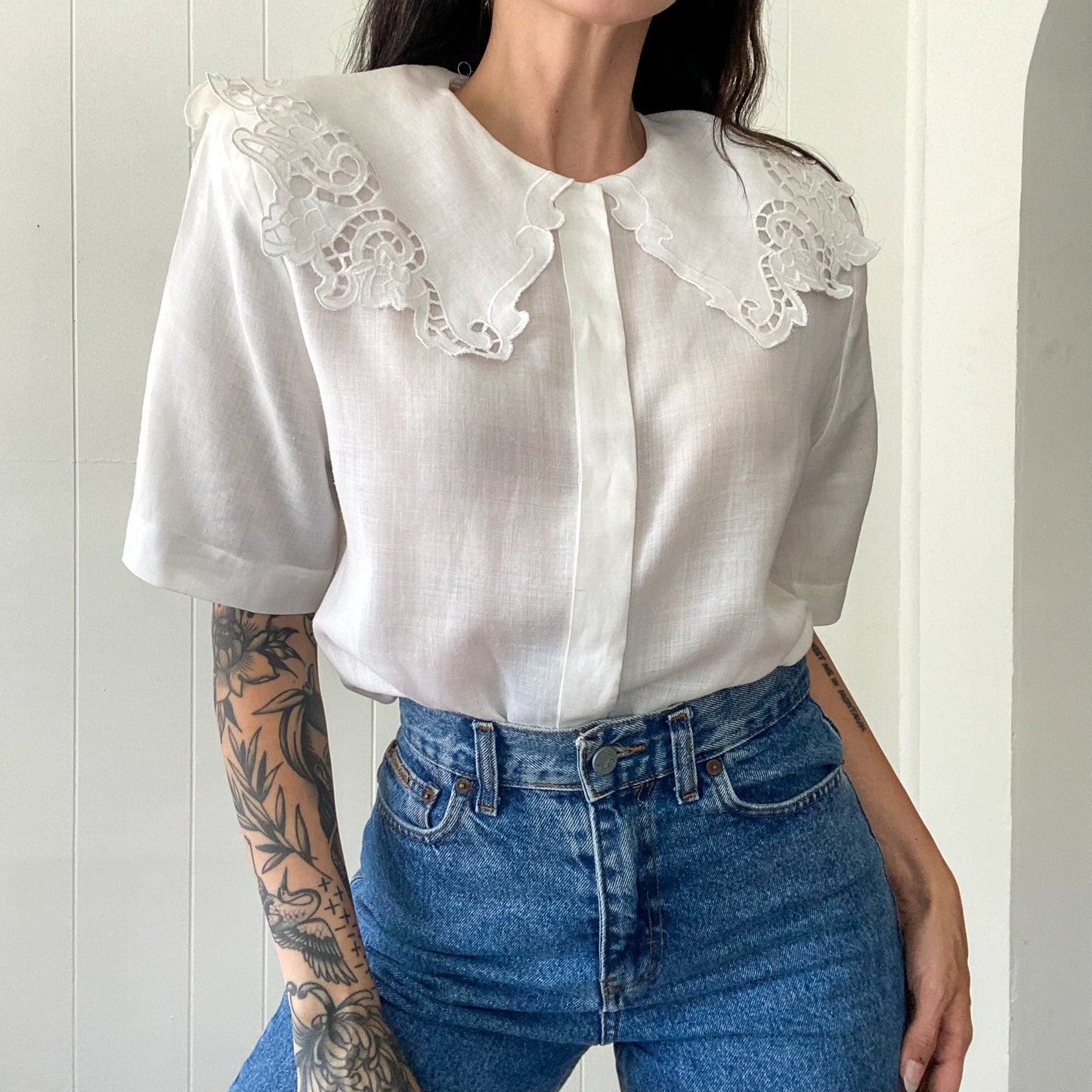 Vintage Oversized Collar Blouse