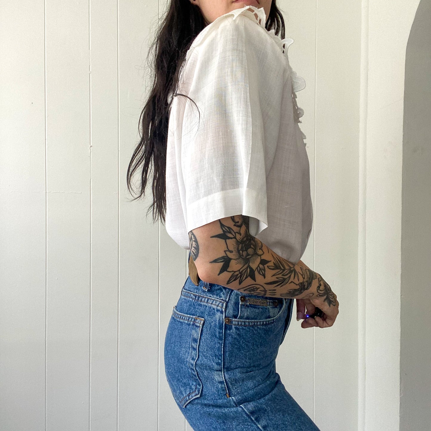 Vintage Oversized Collar Blouse