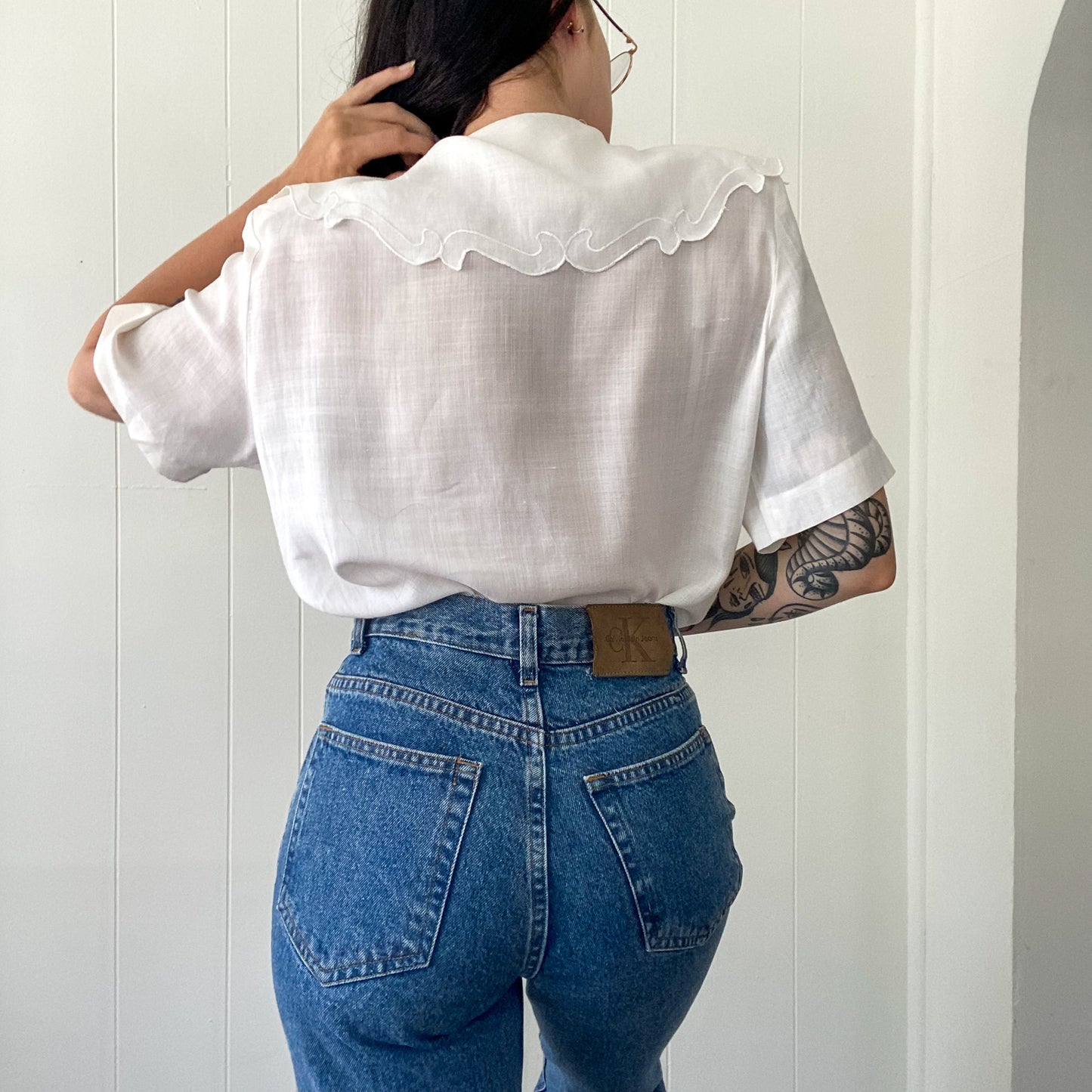 Vintage Oversized Collar Blouse