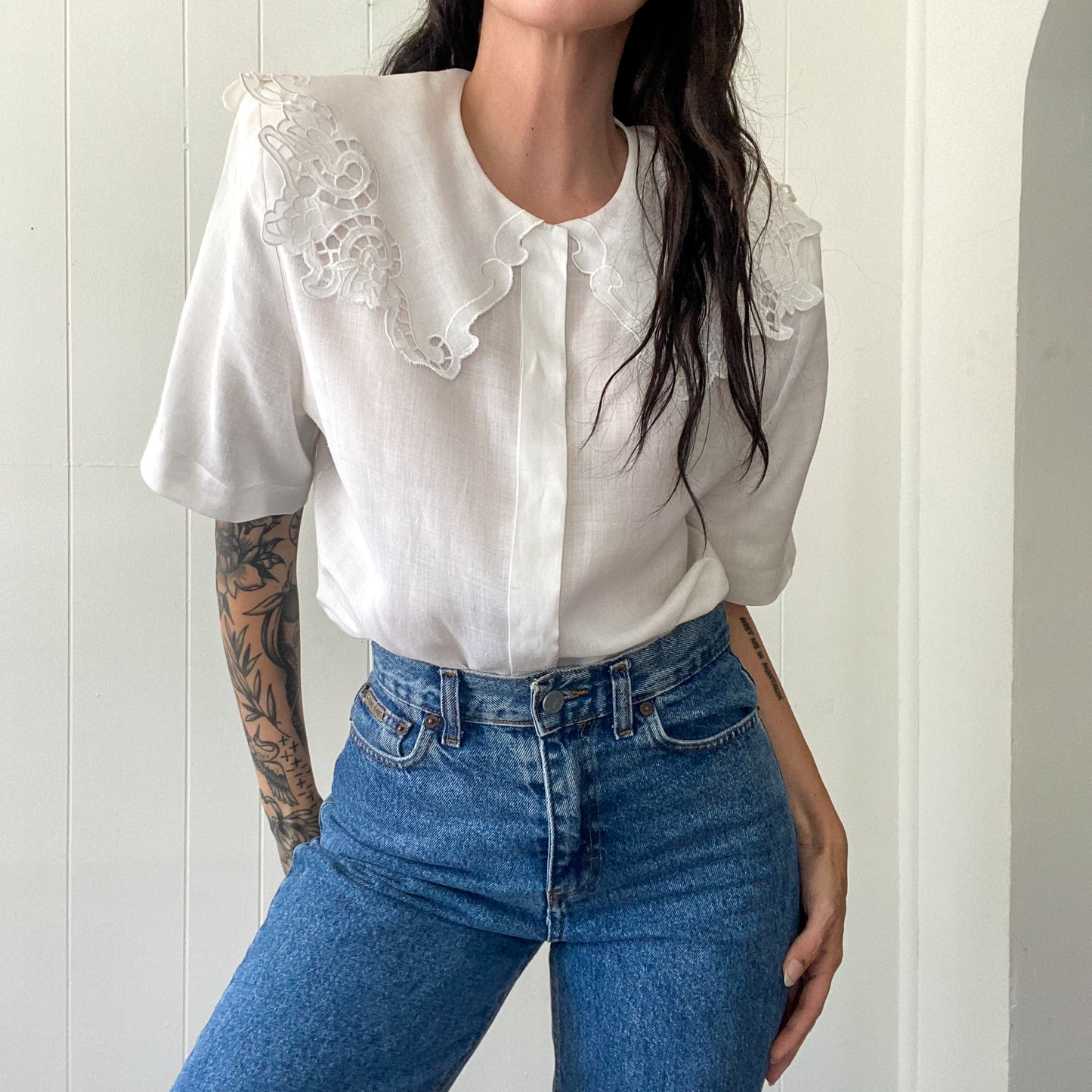 Vintage Oversized Collar Blouse