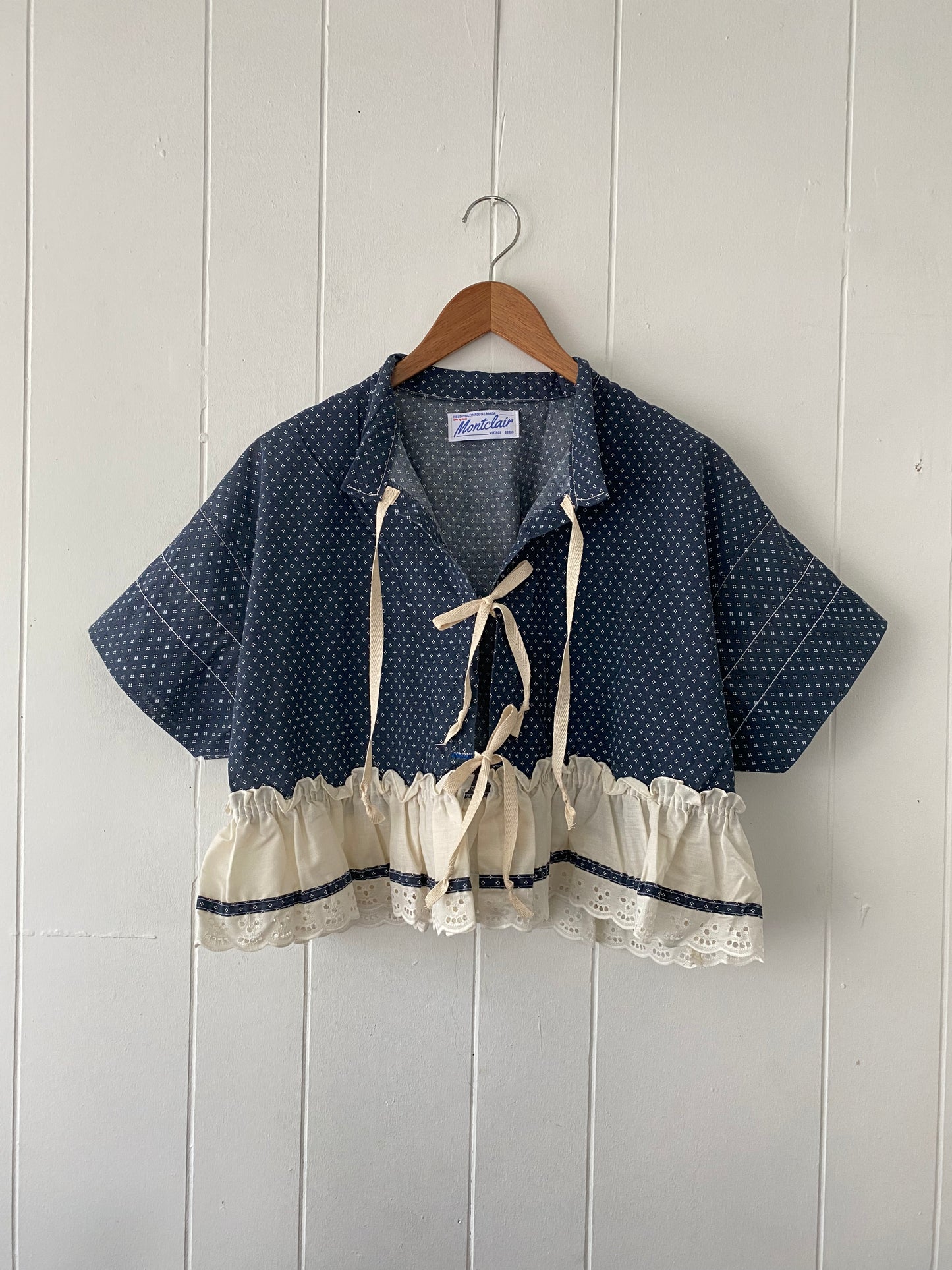 Upcycled Tie Front Blouse