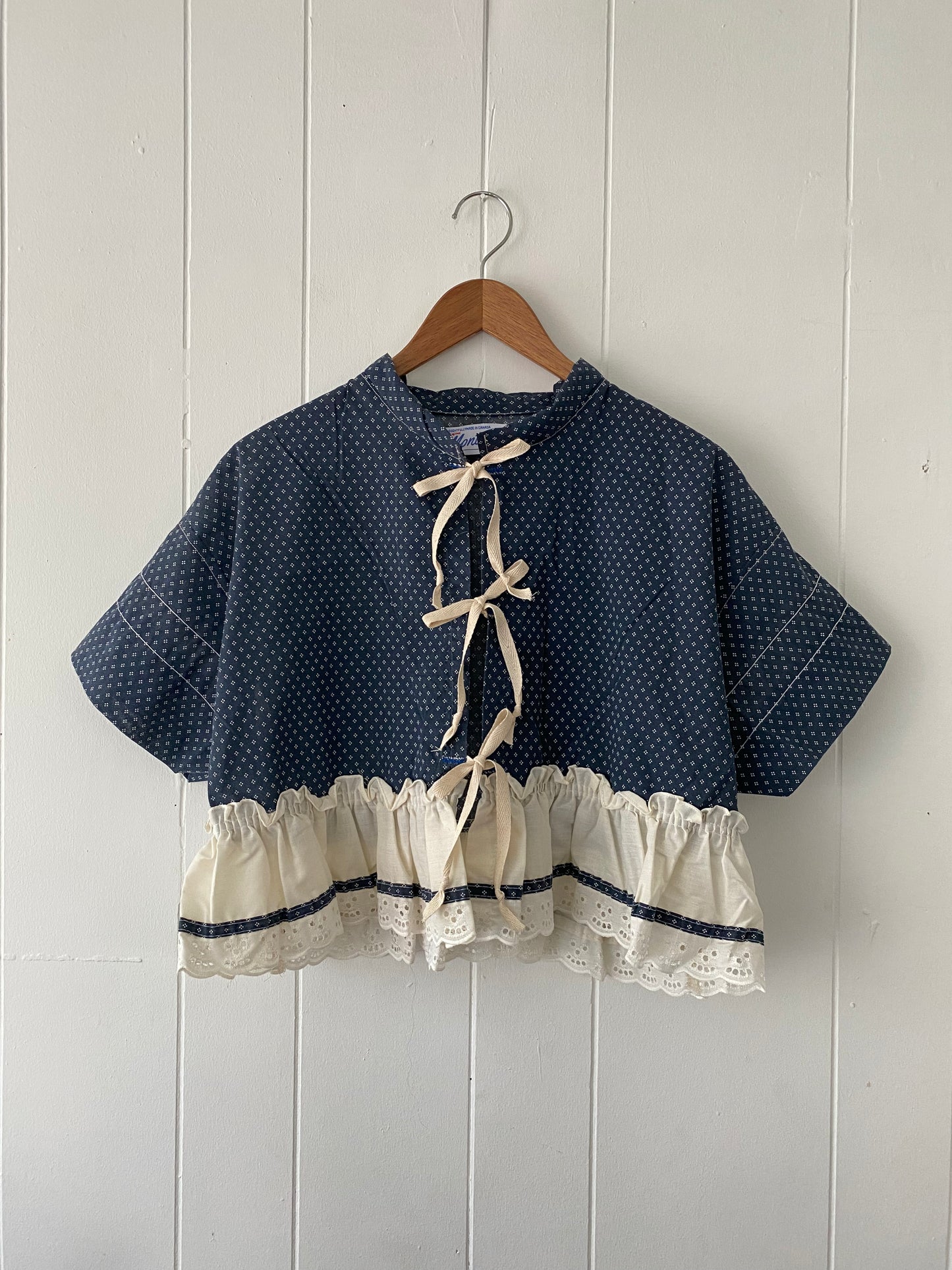 Upcycled Tie Front Blouse