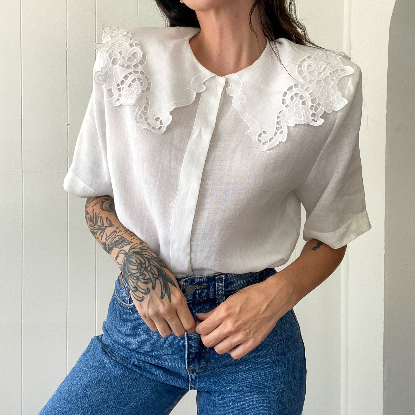 Vintage Oversized Collar Blouse