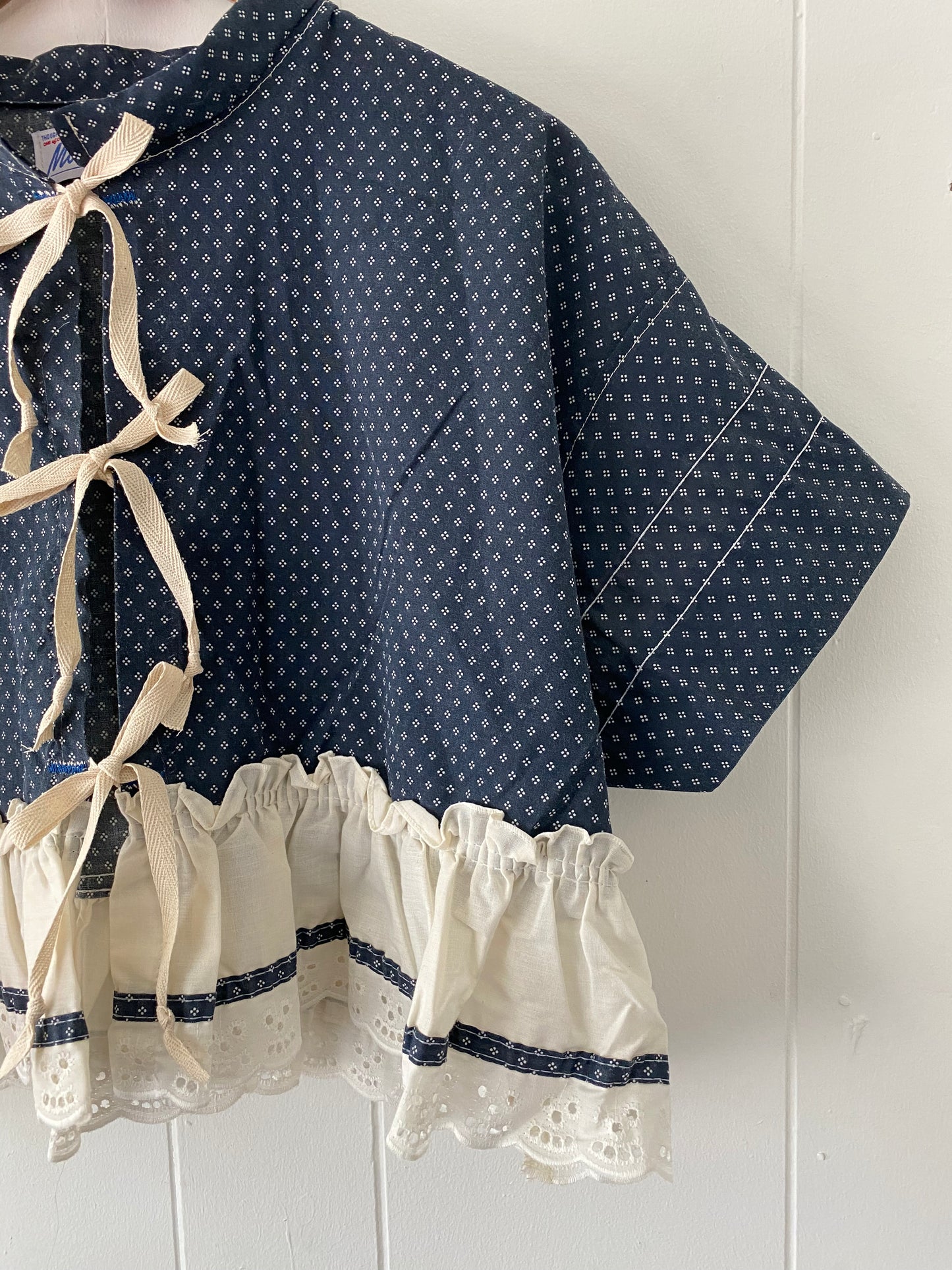 Upcycled Tie Front Blouse