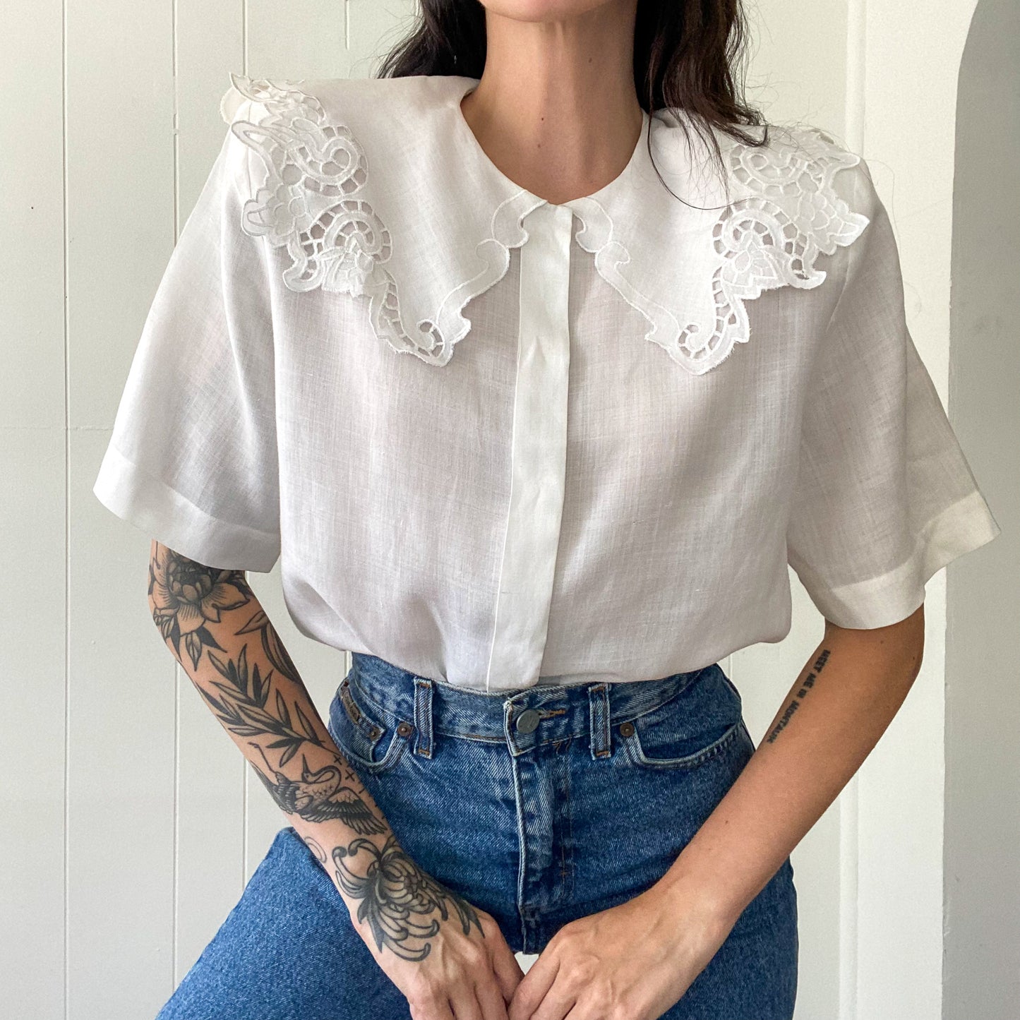 Vintage Oversized Collar Blouse